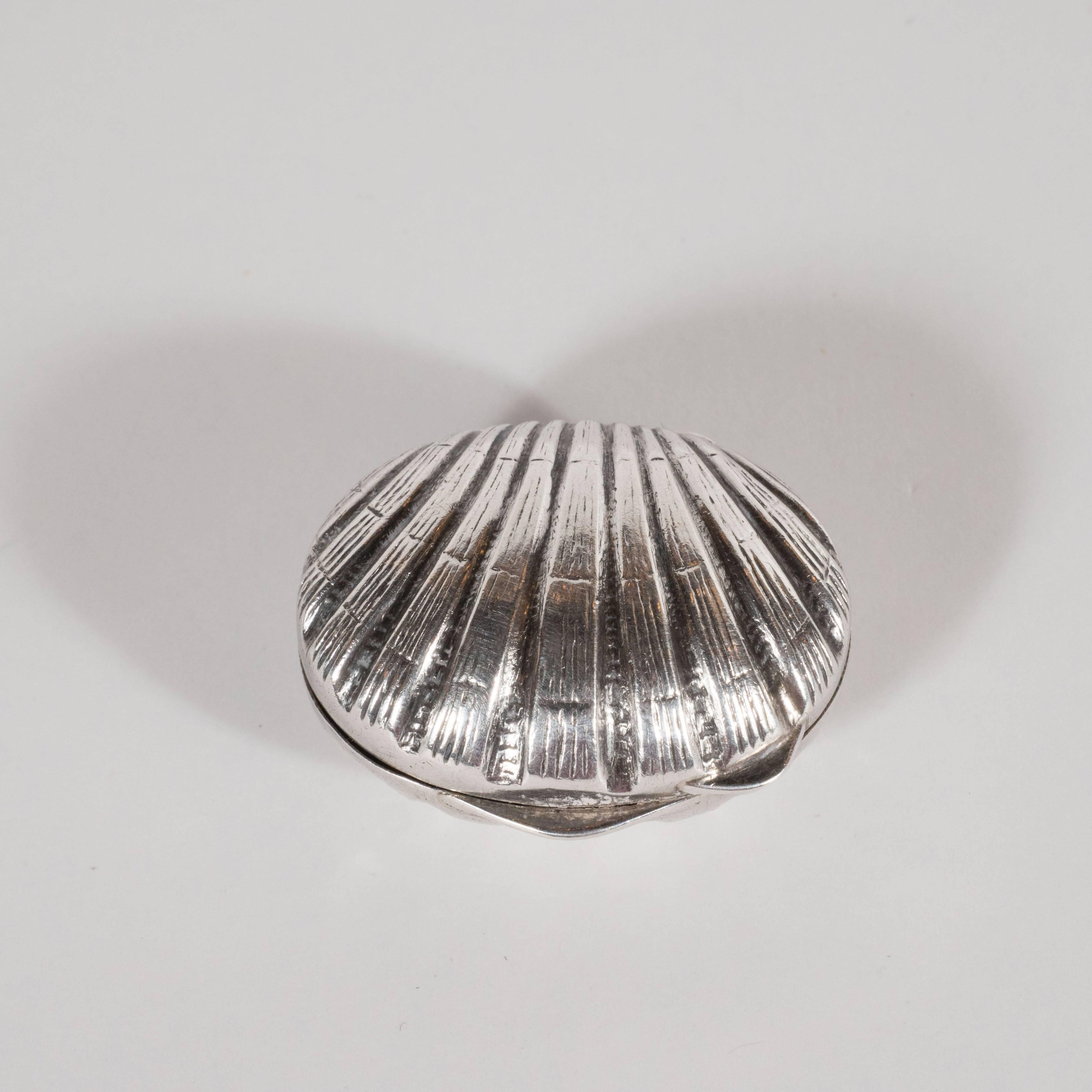 Mid-20th Century Mid-Century Modern Scallop Sterling Silver Pill Case by Tiffany & Co.