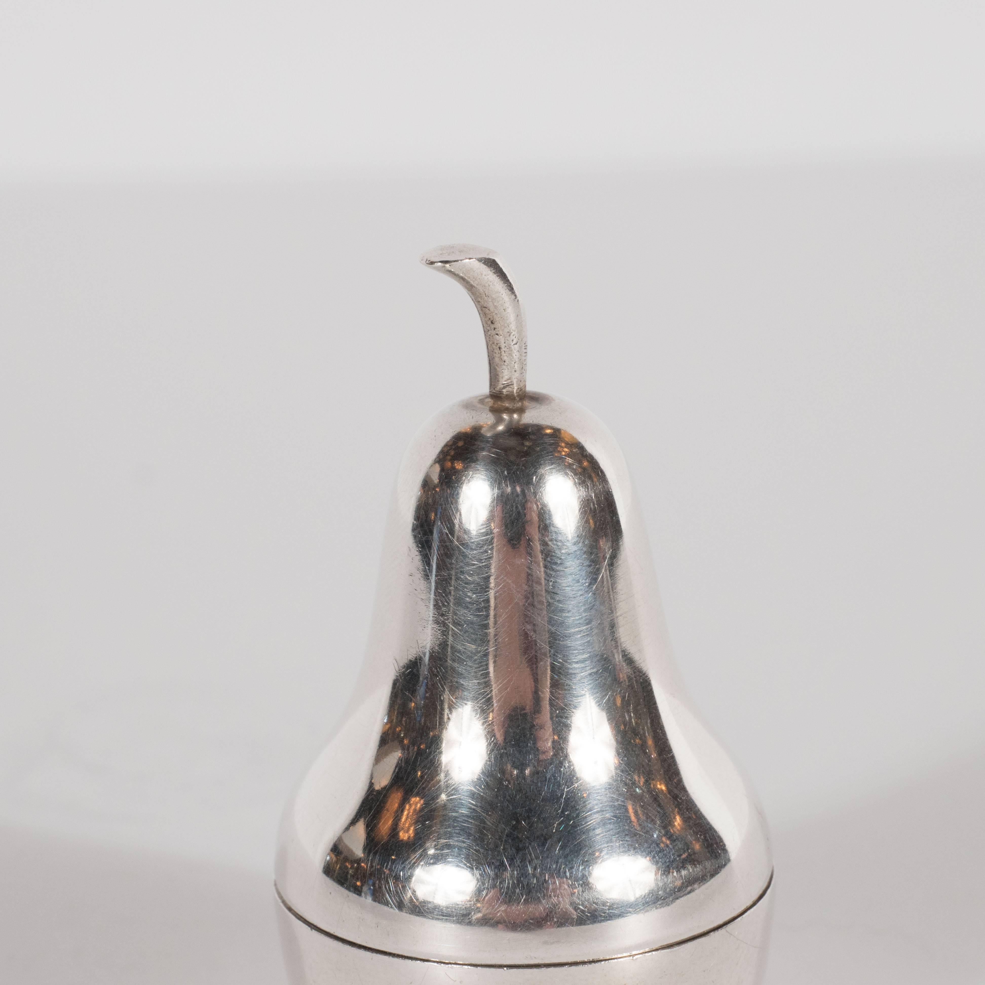 American Mid-Century Modern Pear Pill Box in Sterling Silver by Tiffany & Co. 