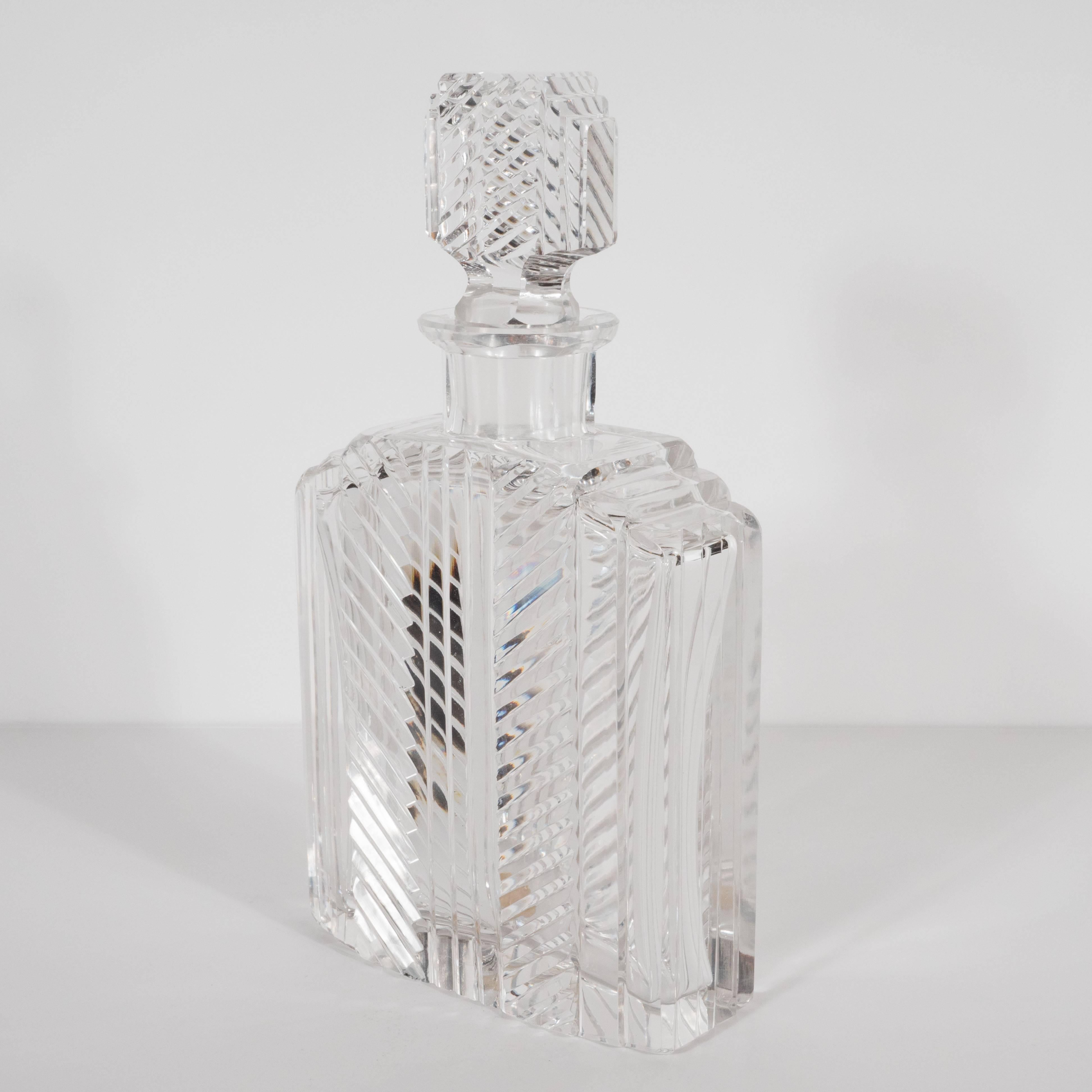 Austrian Exquisite Skyscraper Style Crystal Art Deco Hand-Cut & Beveled Crystal Decanter