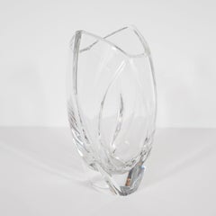 Mid-Century Modern Hexagonal Translucent Glass Vase by Baccarat of France
