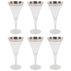 Retro Mid-Century Sterling Silver Overlaid Martini/Wine Glasses by Dorothy Thorpe