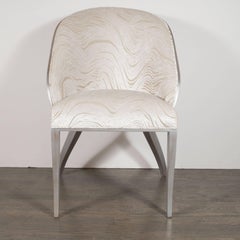 Art Deco Hollywood Gondola Desk / Vanity Chair in Smoked Oyster Gaufrage Velvet