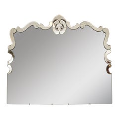 1940s Art Deco Venetian Style Mirror with Raised Scroll Form Border