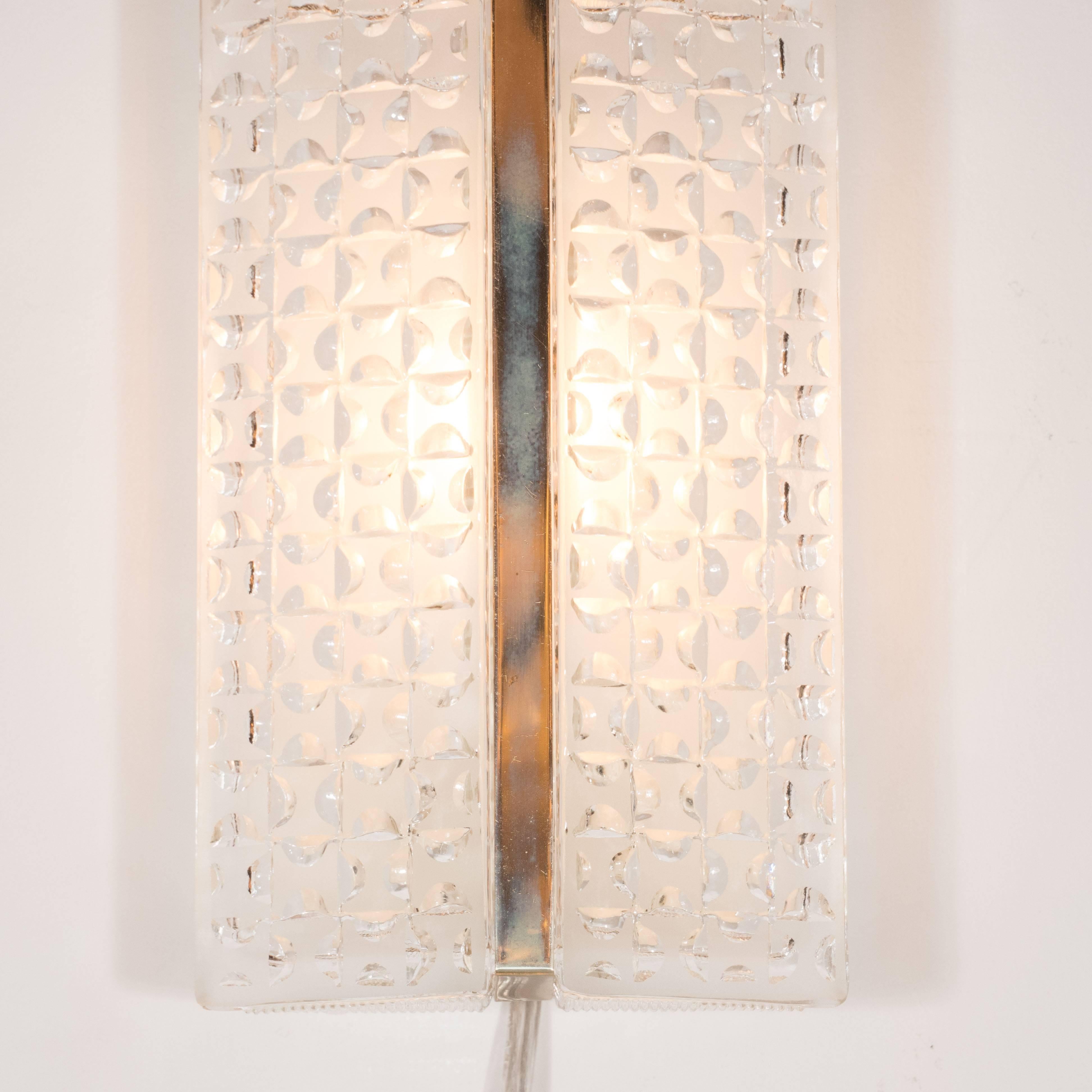 Mid-20th Century Mid-Century Modern Wall Sconces in Frosted Glass and Chrome