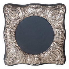 19th Century British Sterling Silver Picture Frame with Repoussé Baroque Designs