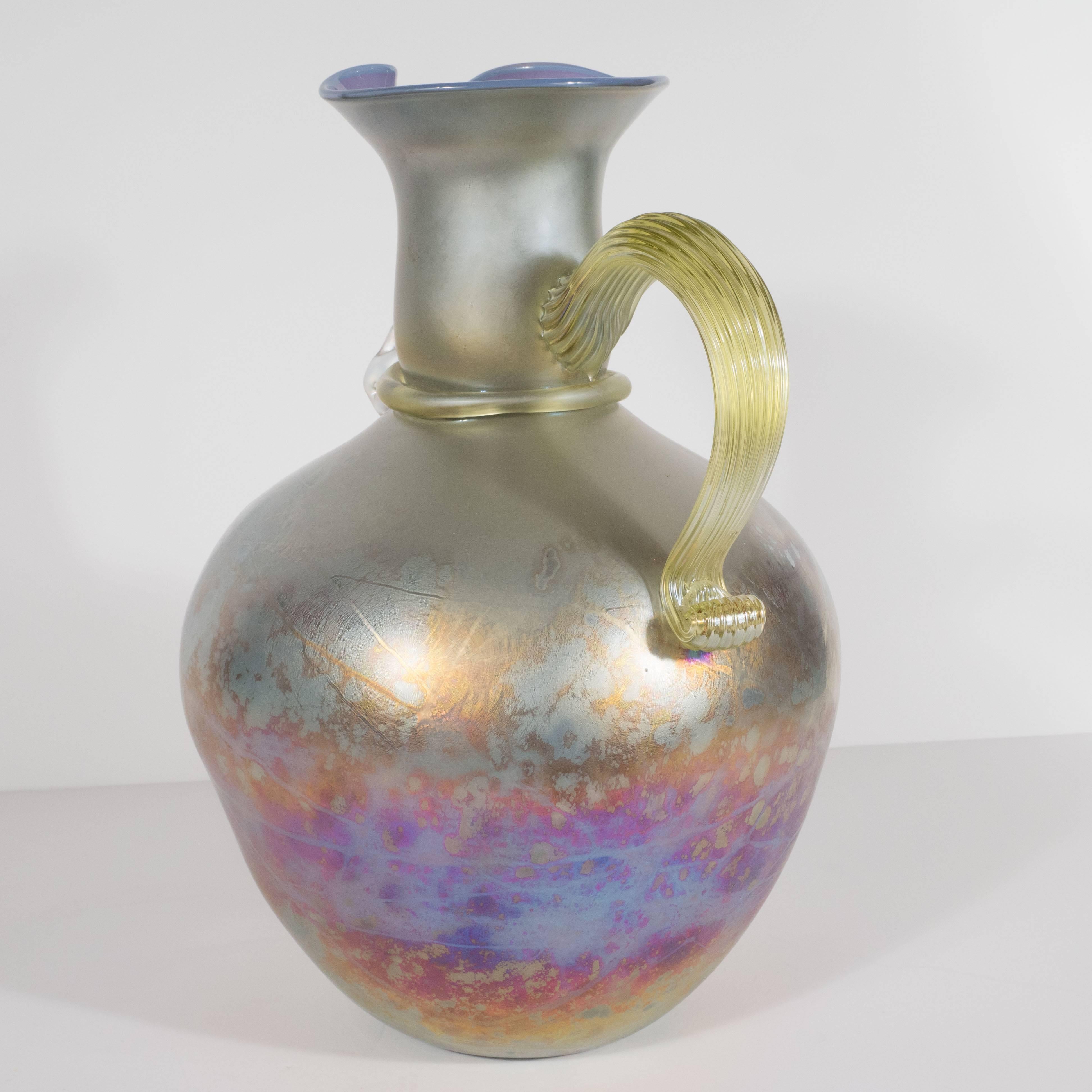 Italian Modernist Etruscan Vase in Handblown Iridescent Favrile Glass 4