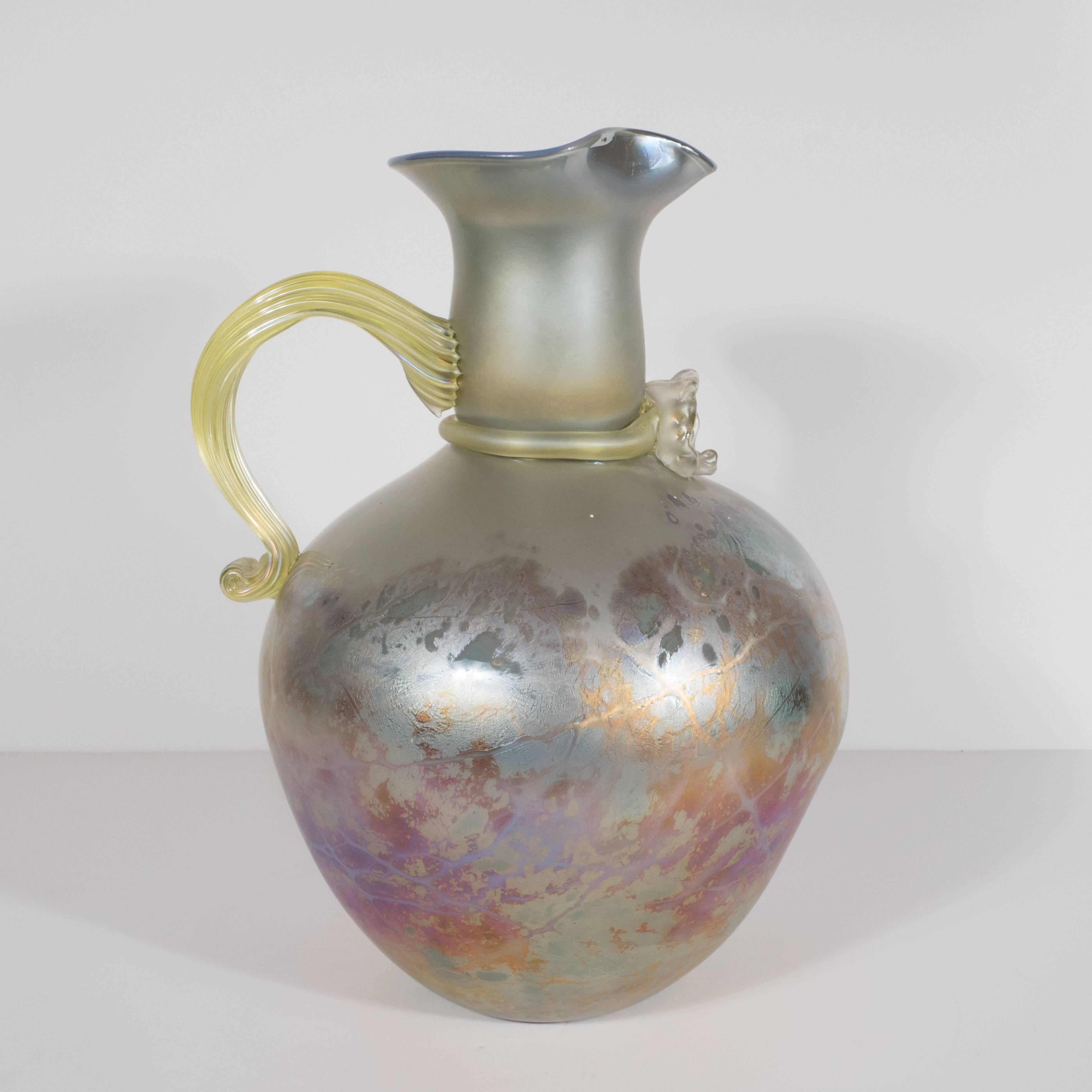 Italian Modernist Etruscan Vase in Handblown Iridescent Favrile Glass 2