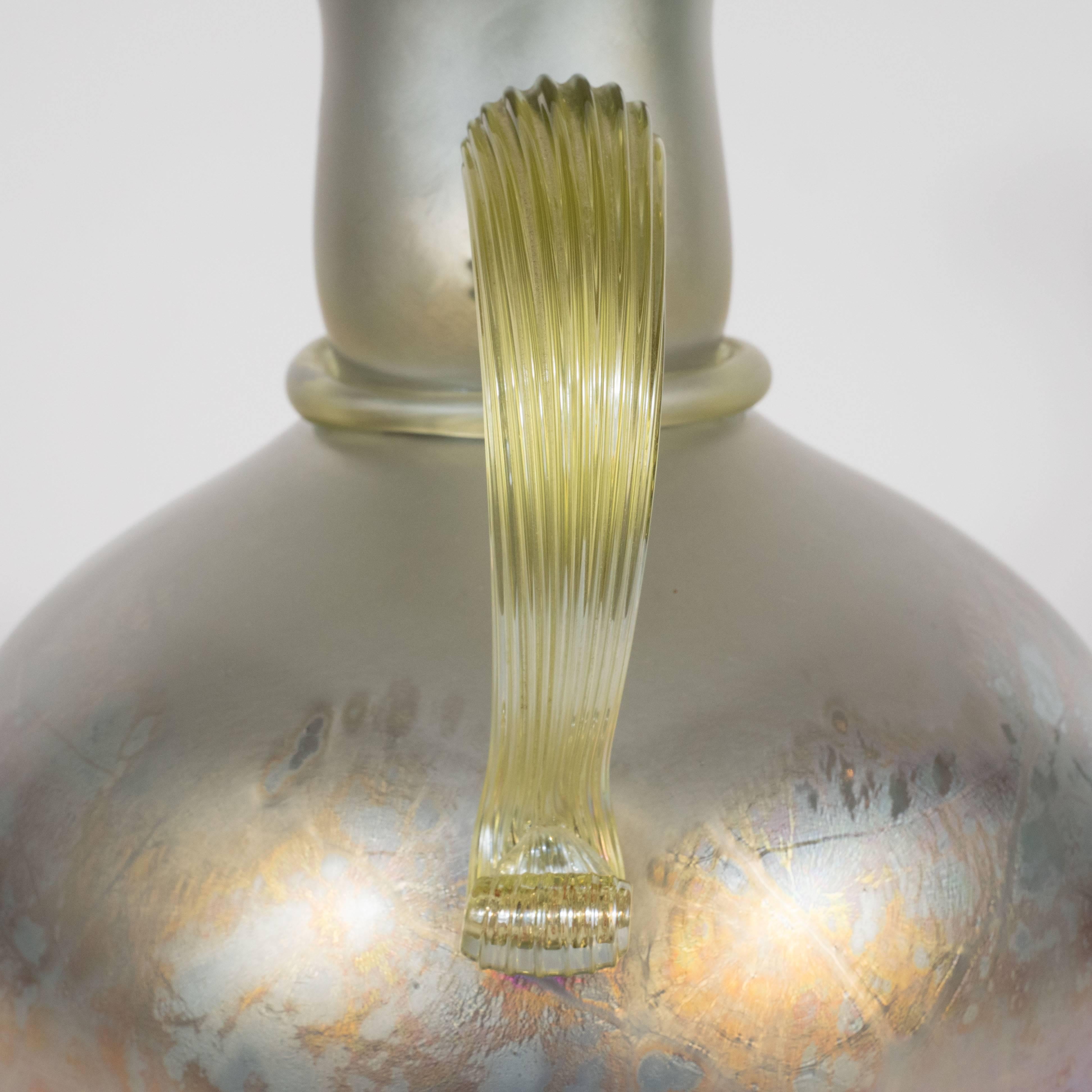 Italian Modernist Etruscan Vase in Handblown Iridescent Favrile Glass 5
