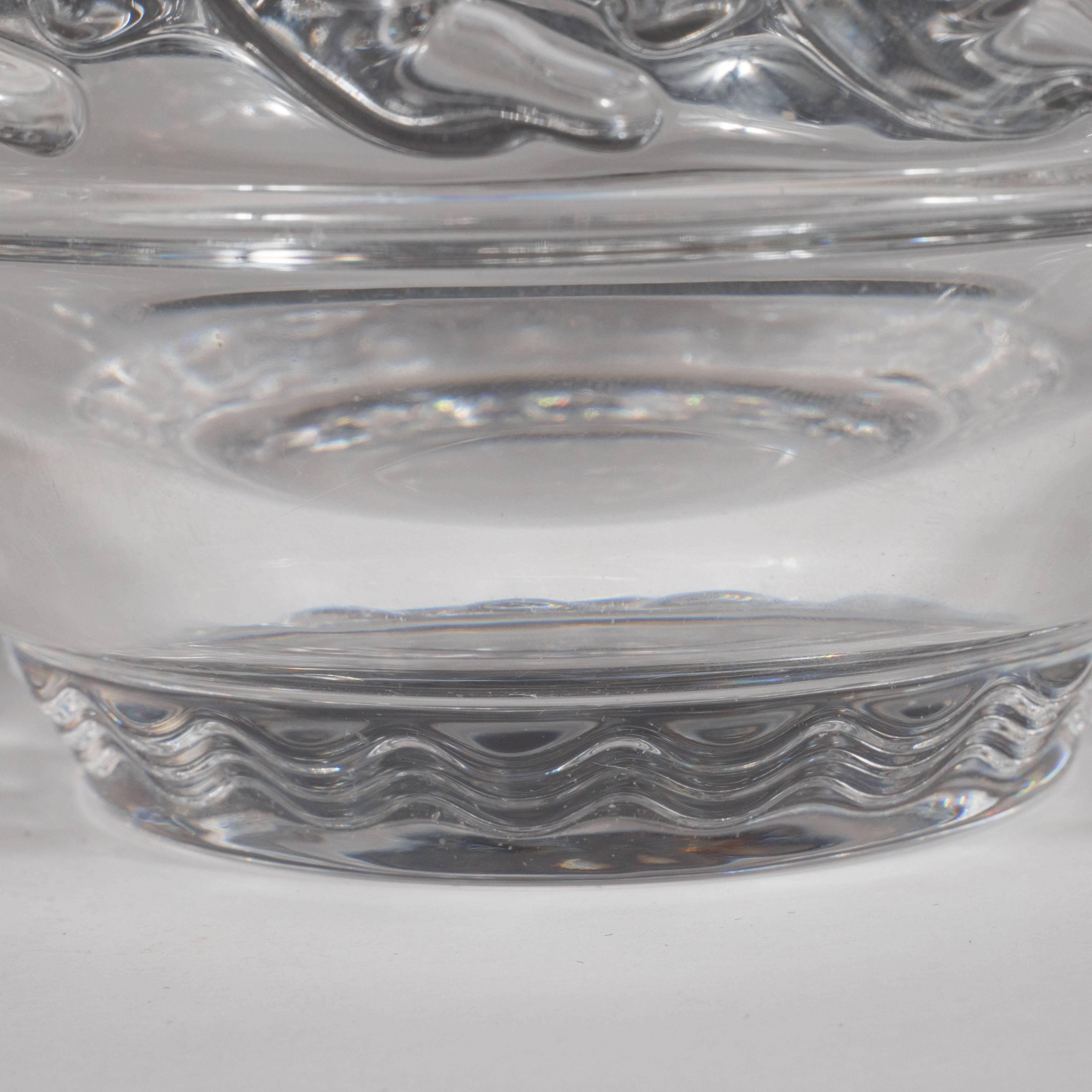 American Elegant Modernist Classical Themed Glass Bowl with Dolphin Motif by Tiffany & Co