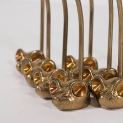 Set of Ten Mid-Century Modern Stylized Mice Place Holders in Brass