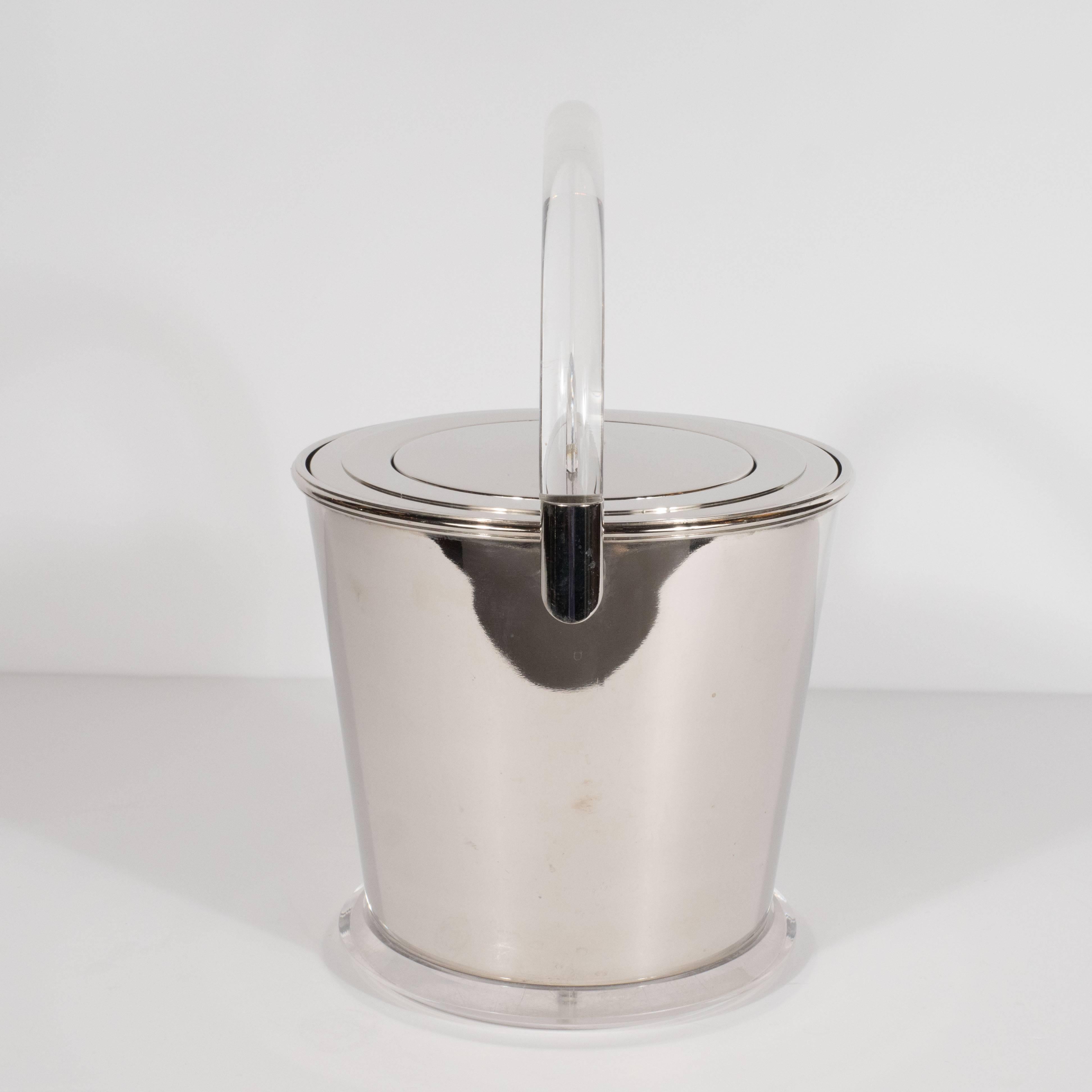 Italian Mid-Century Modern Chrome and Lucite Ice Bucket by Montagnini & Co. 2