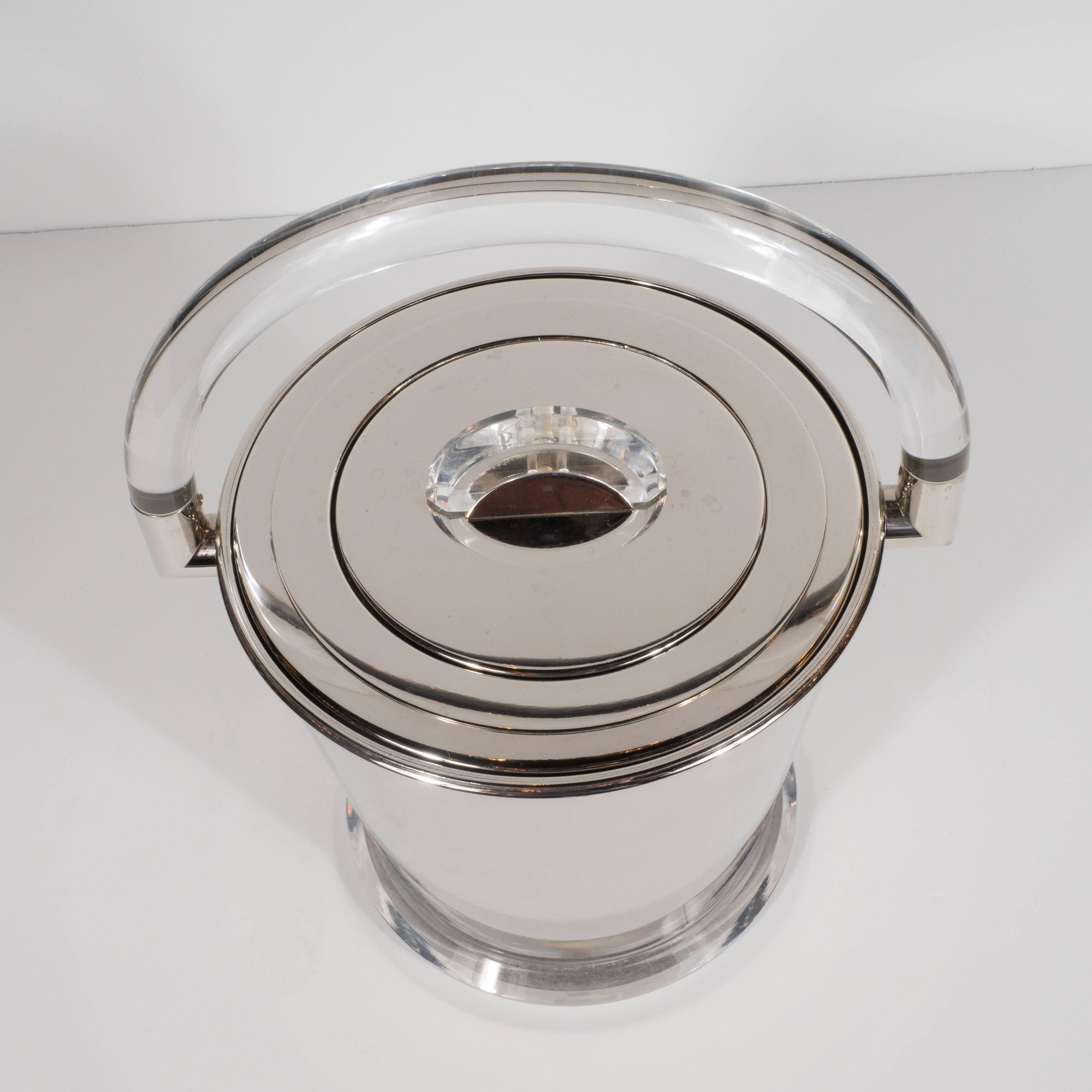 Italian Mid-Century Modern Chrome and Lucite Ice Bucket by Montagnini & Co. 4