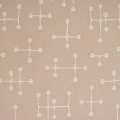 Set of Four Modern Beige Cotton Twill Pillows with Geometric Jacks Motif