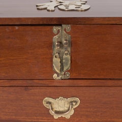 Mid-Century Modern Rosewood Chinese Jewelry Box with Brass Hardware