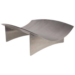 Vintage Sculptural Danish Mid-Century Modern Brushed Aluminum Log Holder