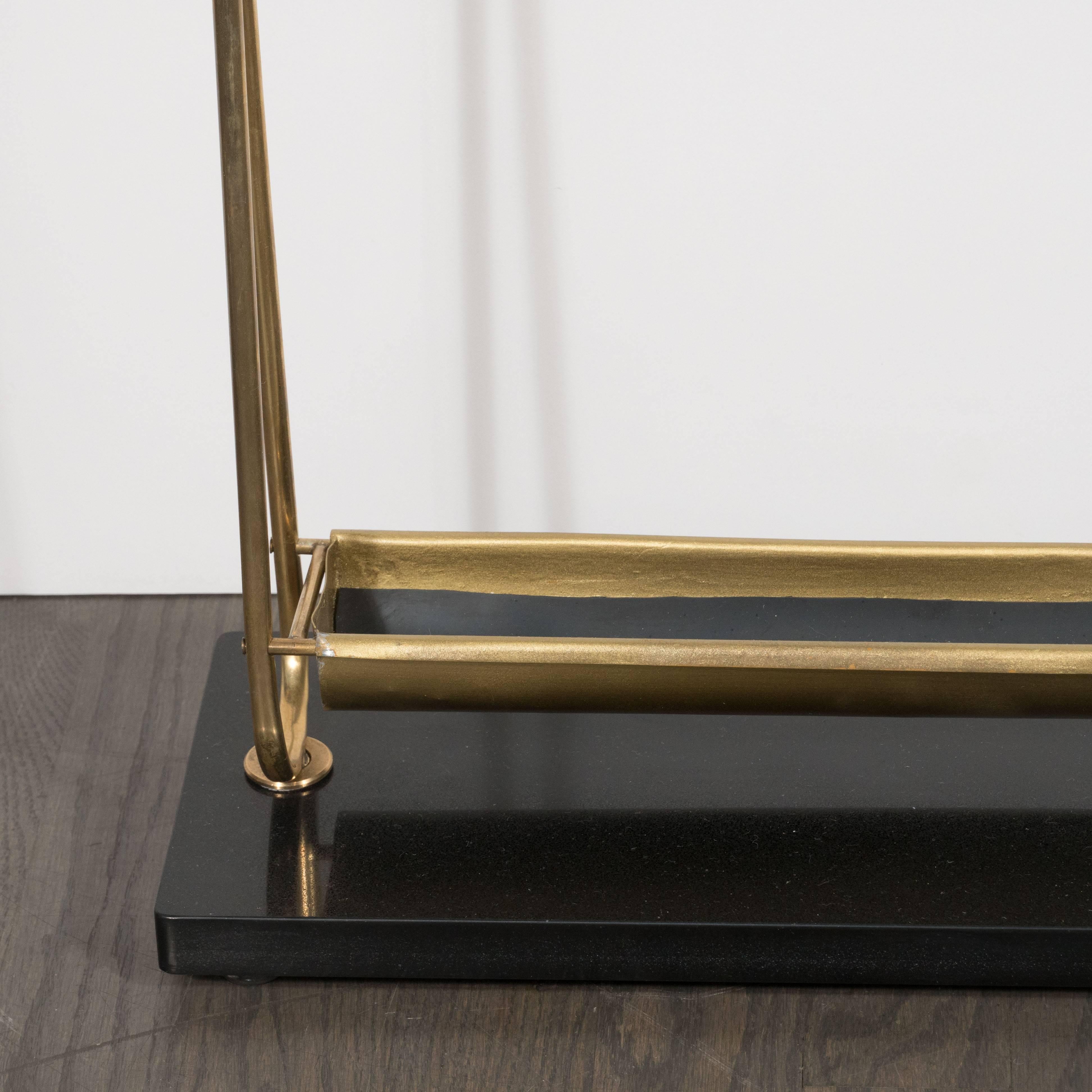 Mid-Century Modern Brass and Marble Umbrella Stand in the Manner of Fontana Arte 1