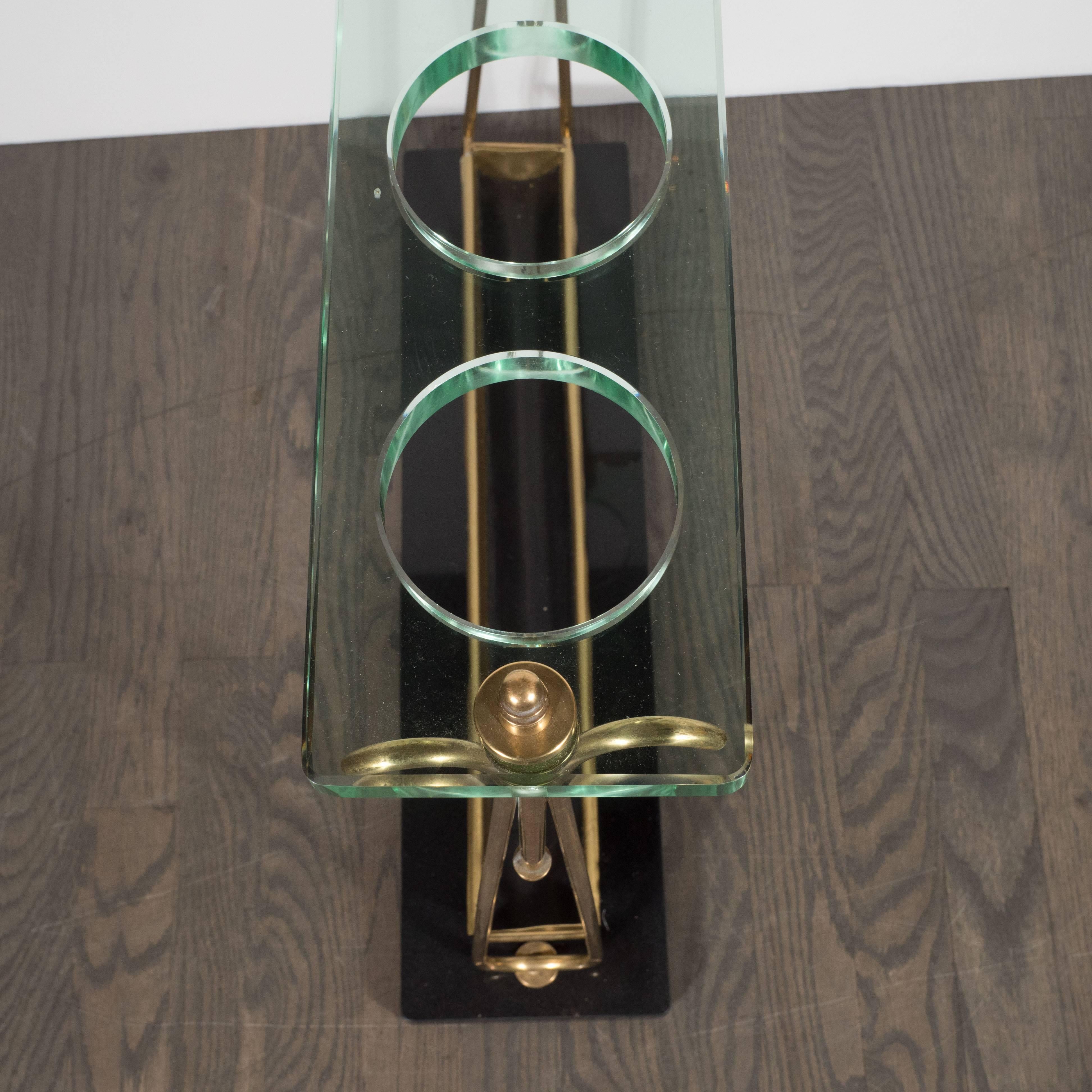 Mid-Century Modern Brass and Marble Umbrella Stand in the Manner of Fontana Arte 3