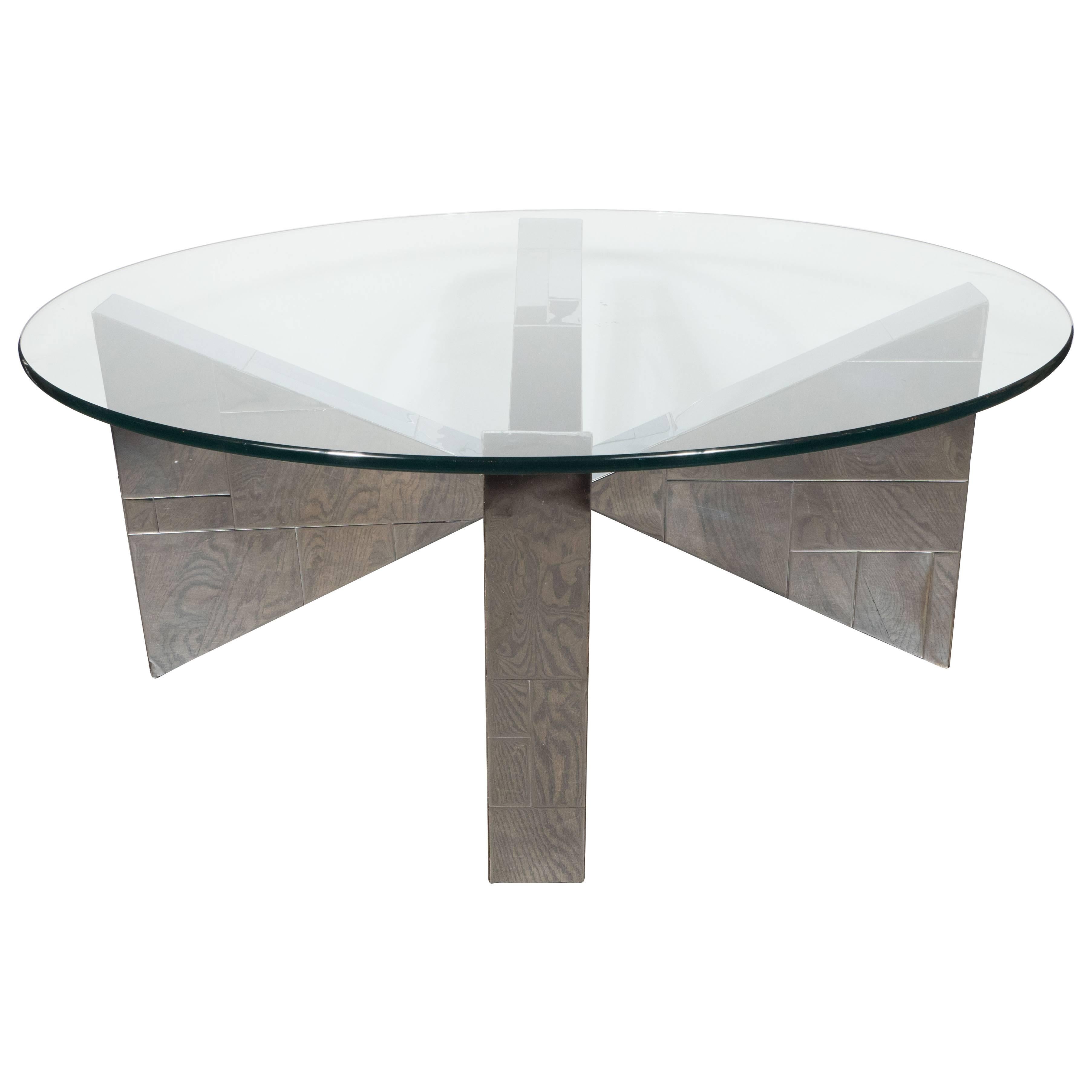 "Cityscape" Cocktail Table in Patchwork Polished Chrome Documented by Paul Evans