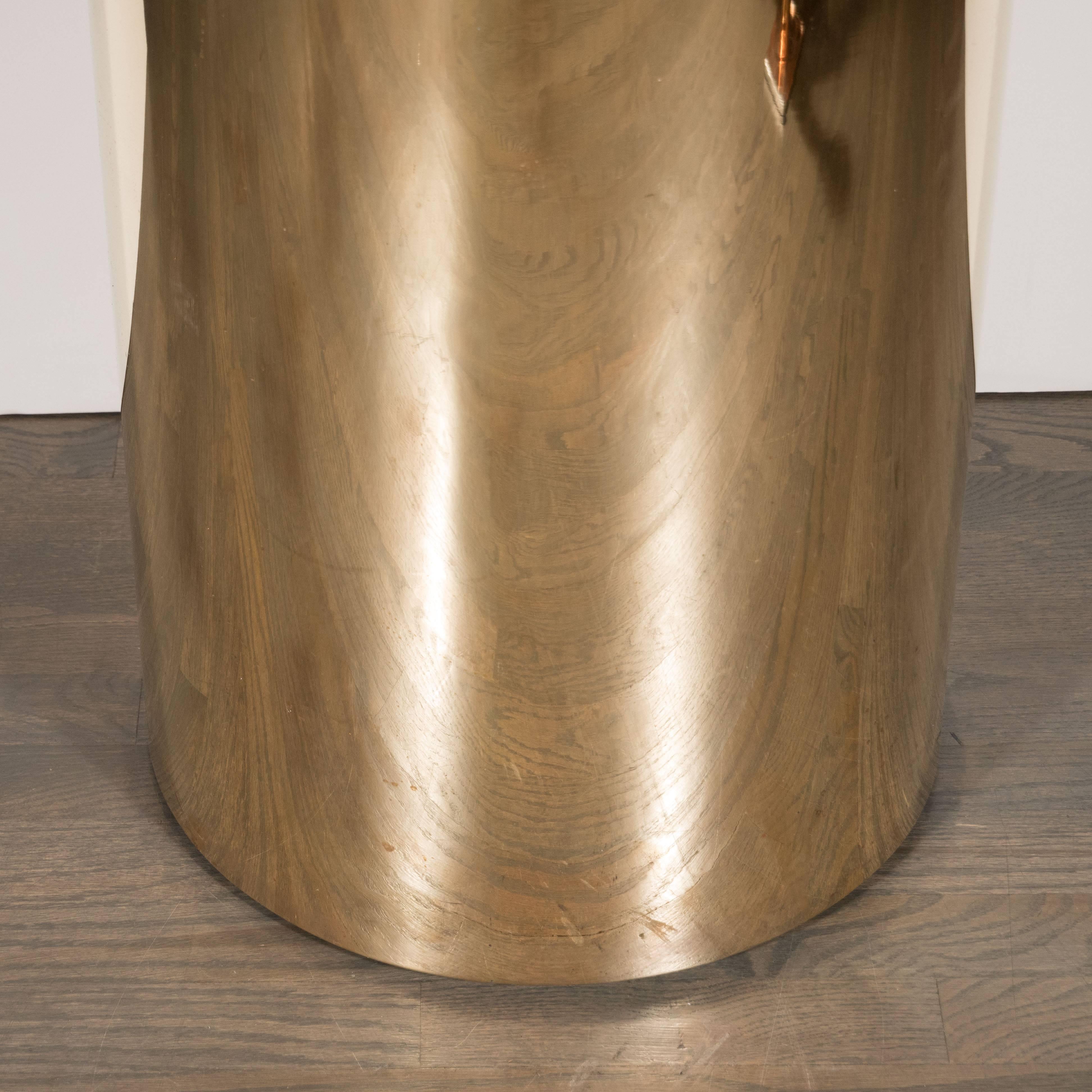 Polished Sleek Mid-Century Modern Cylindrical Brass Pedestal
