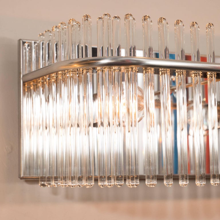 MidCentury Modern Vanity Light with Chrome and Glass Rods by