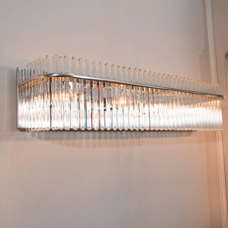 MidCentury Modern Vanity Light with Chrome and Glass Rods by