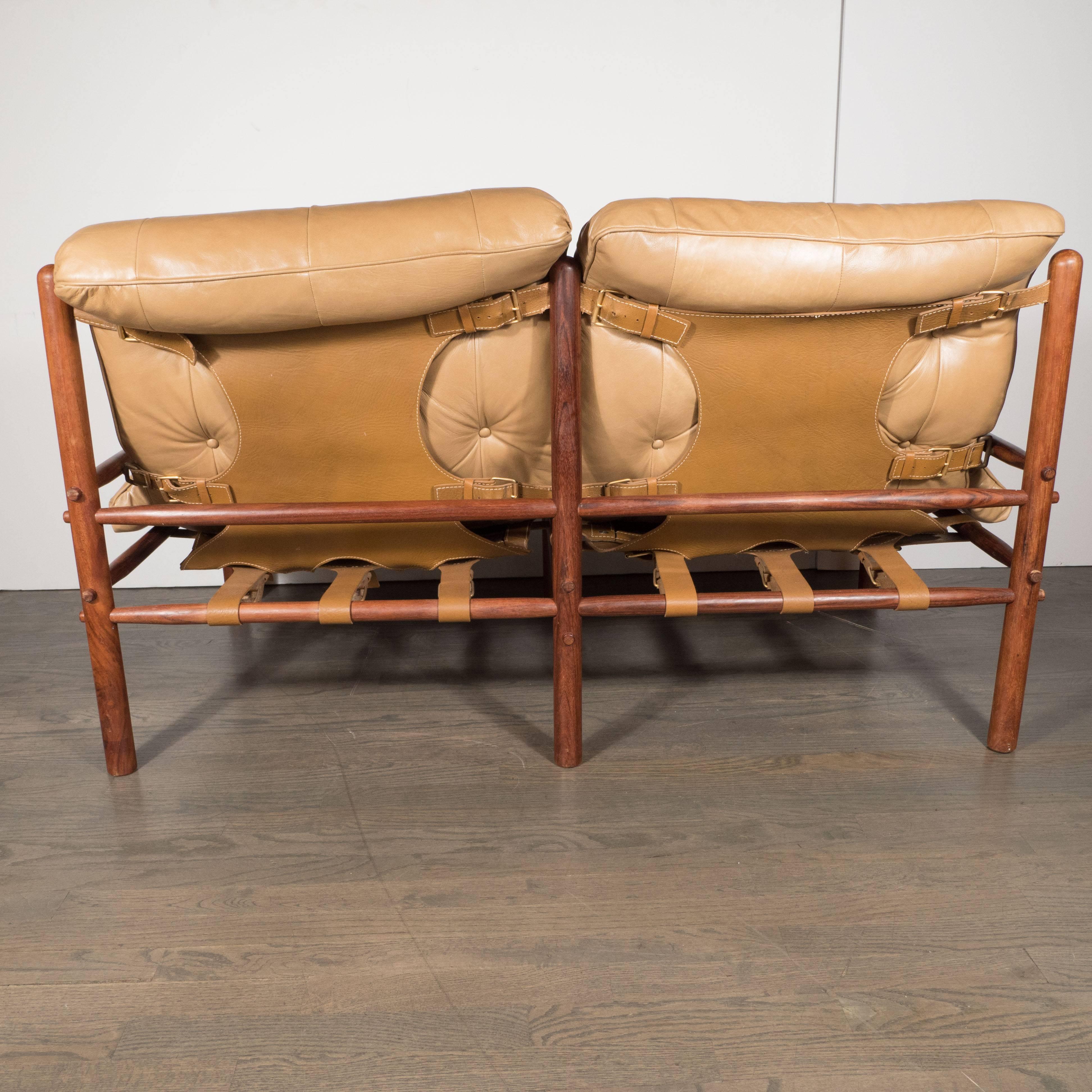 Swedish Inca Safari Lounge Sofa in Butterscotch Leather by Arne Norell