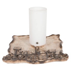 Mid-Century Modern Sculptural Ceramic Uplight with Organic Rectilinear Pattern