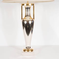 Pair of J. Robert Scott Mid-Century Modern Gilded & Silvered Wood Amphora Lamps