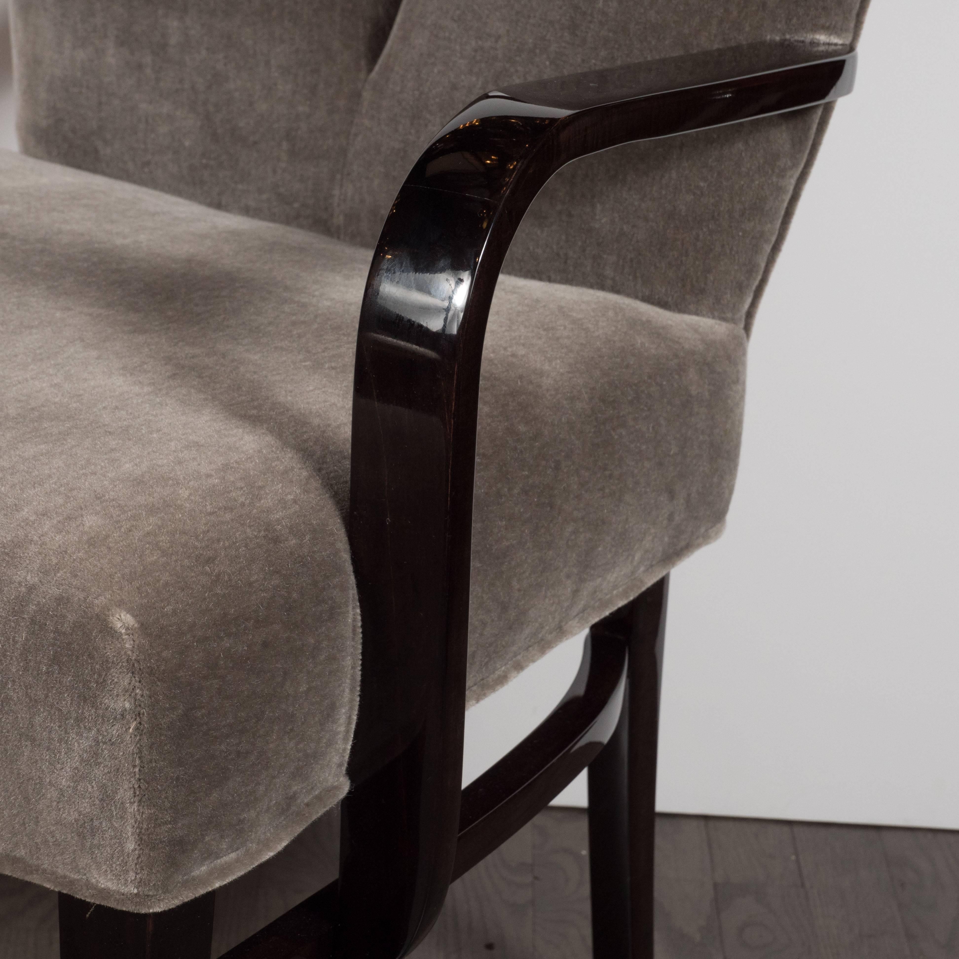 Velvet Mid-Century Modern Plunging Neckline Occasional/Desk Chair by Paul Frankl