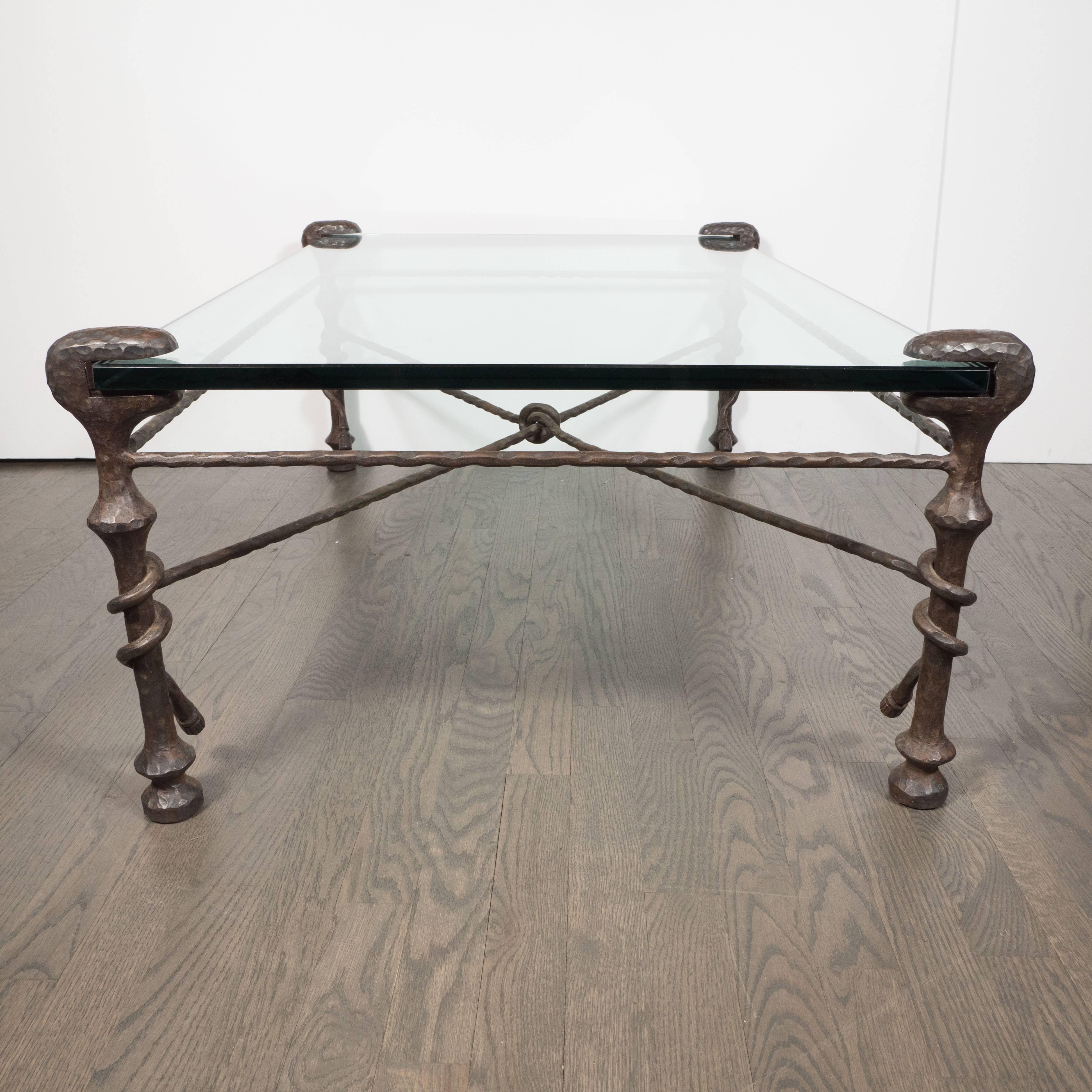 Mid-Century Modern Sculptural Bronze Table in the Manner of Giacometti In Excellent Condition In New York, NY