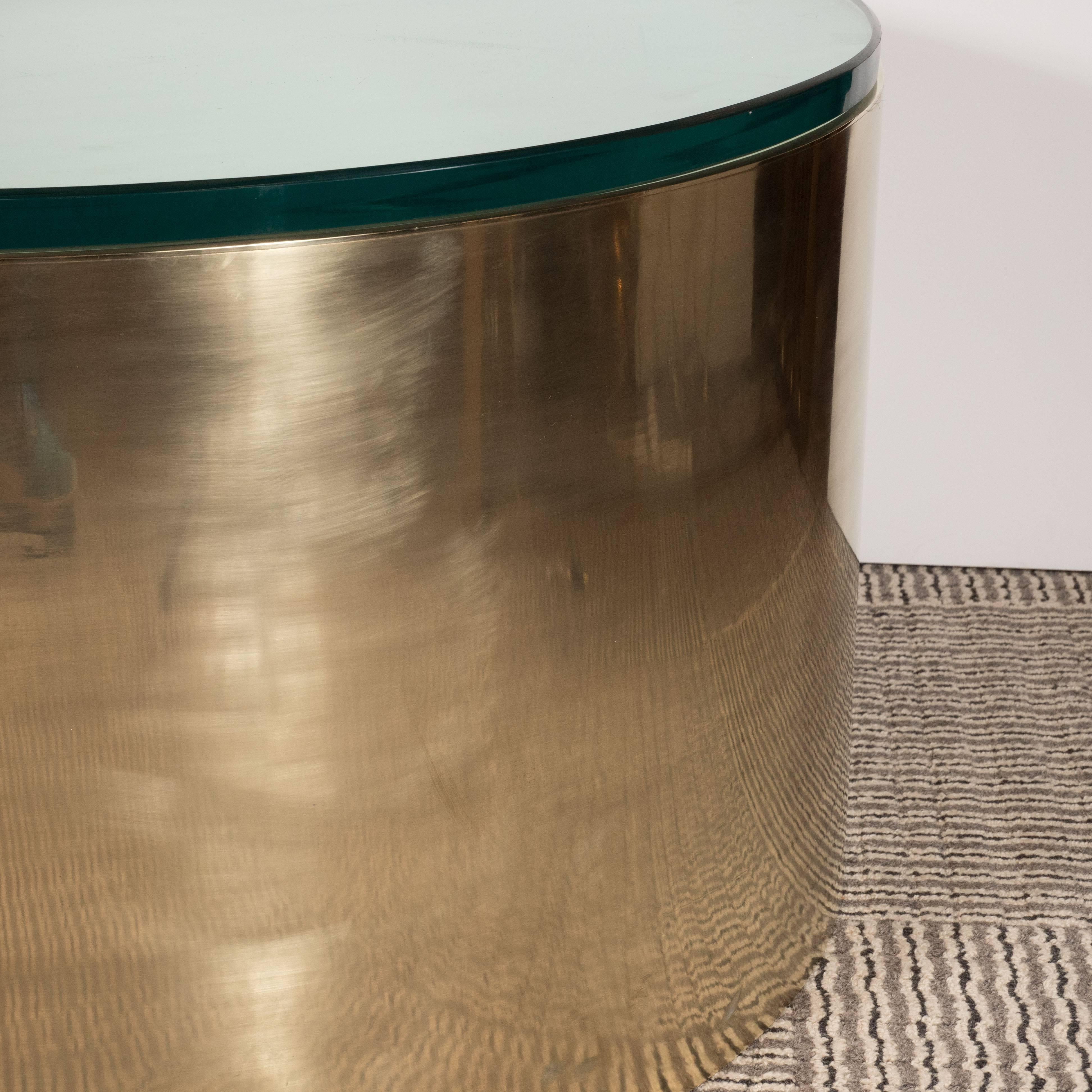 Mid-Century Modern Brass and Glass Cocktail Table in the Manner of Karl Springer 1