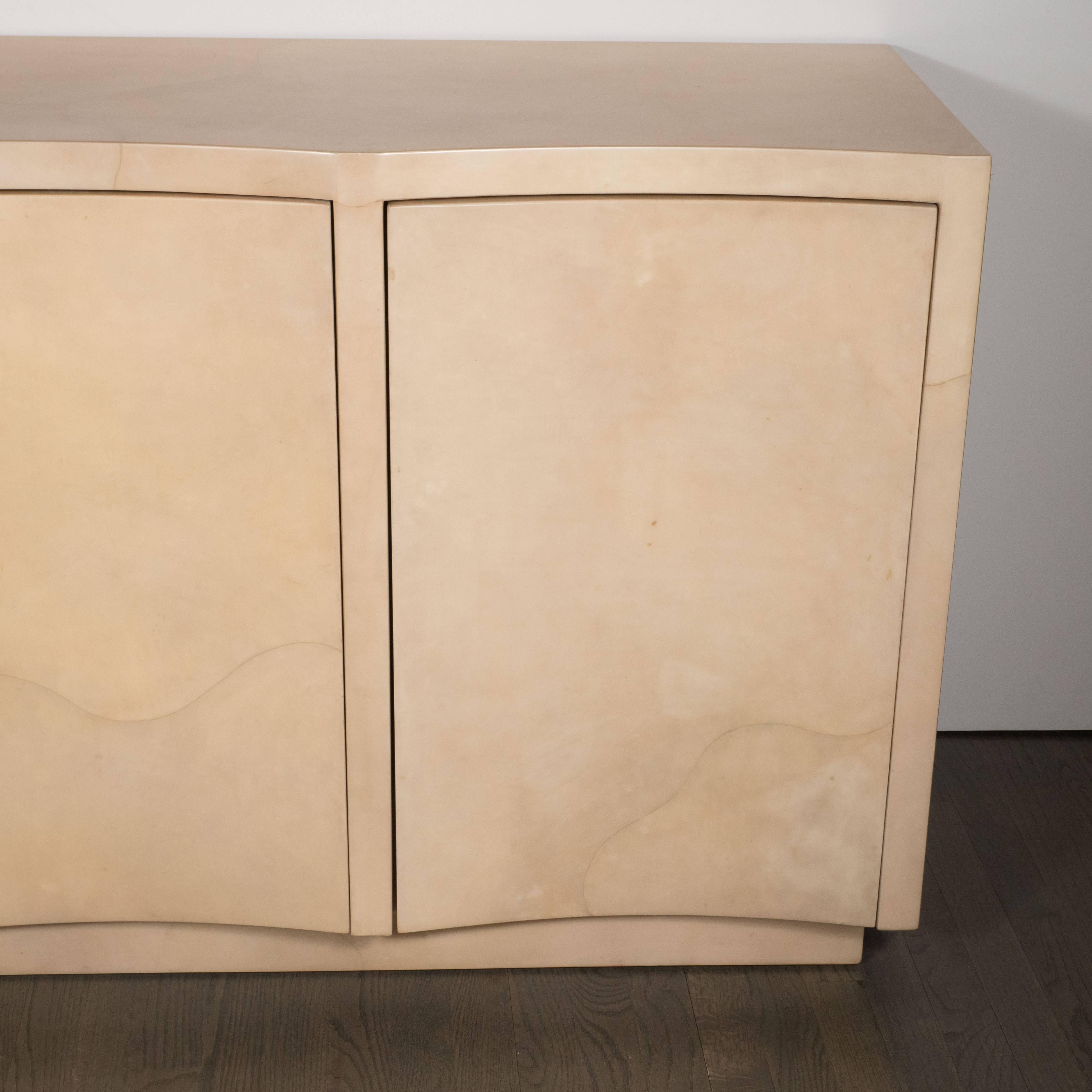 20th Century Modernist Lacquered Goat Skin Cabinet or Sideboard, Manner of Karl Springer