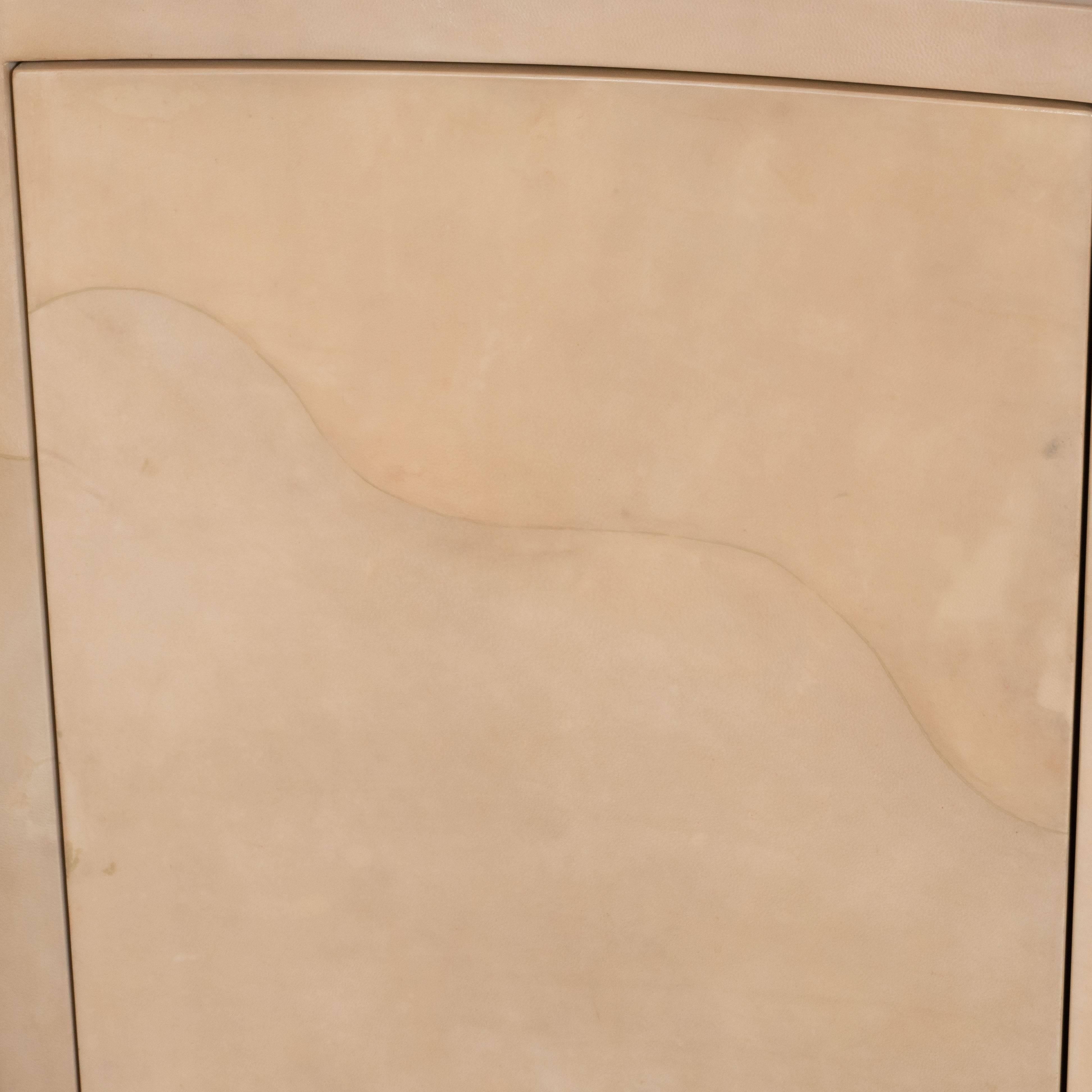 Goatskin Modernist Lacquered Goat Skin Cabinet or Sideboard, Manner of Karl Springer