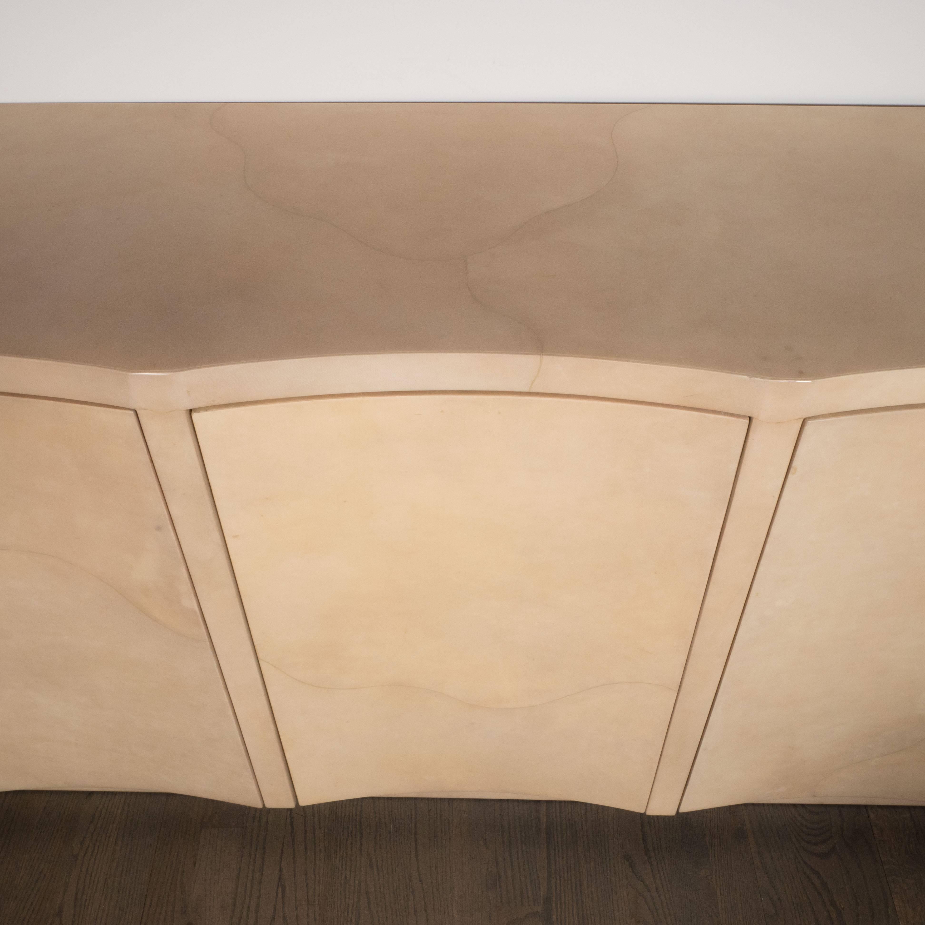 Modernist Lacquered Goat Skin Cabinet or Sideboard, Manner of Karl Springer 1