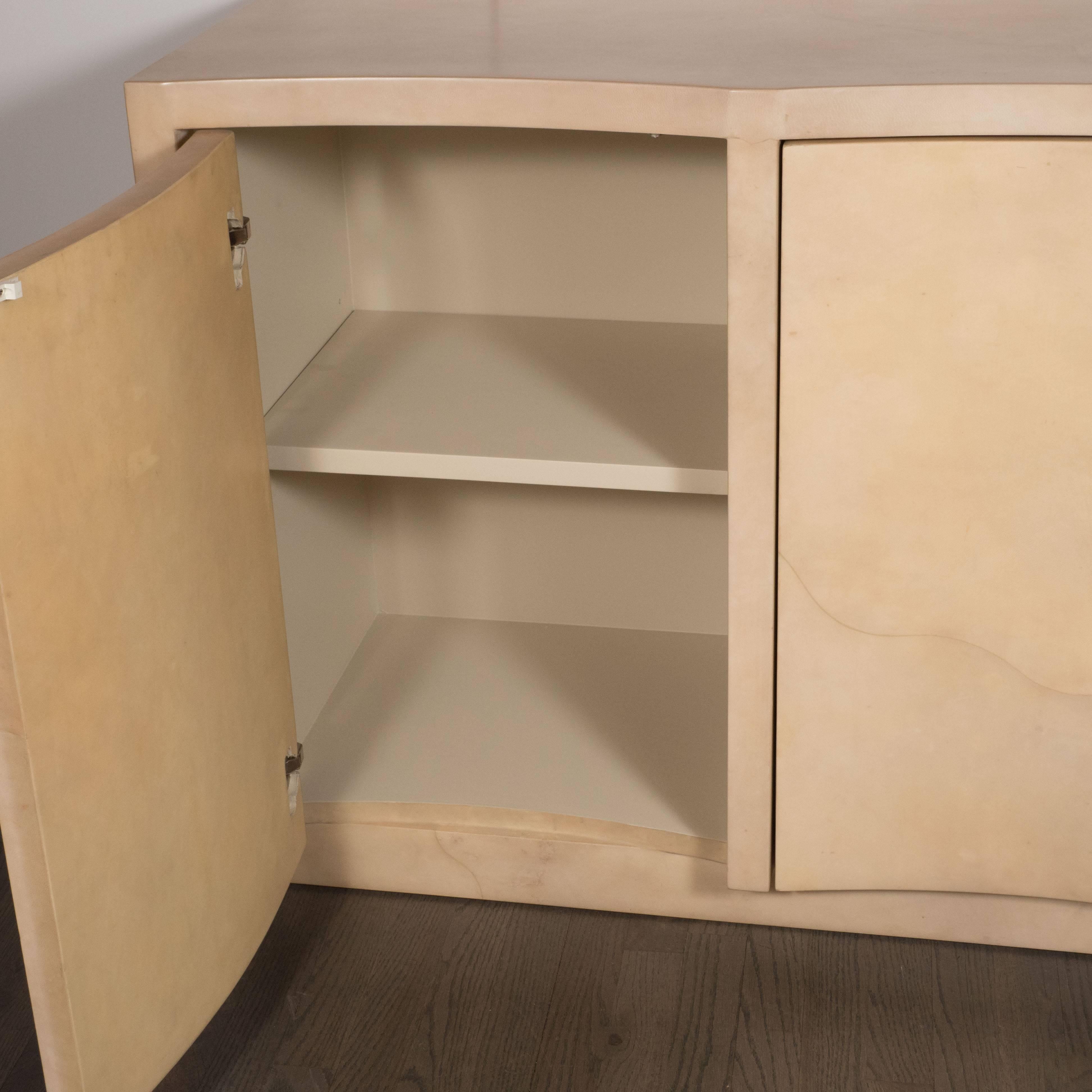 Modernist Lacquered Goat Skin Cabinet or Sideboard, Manner of Karl Springer 2