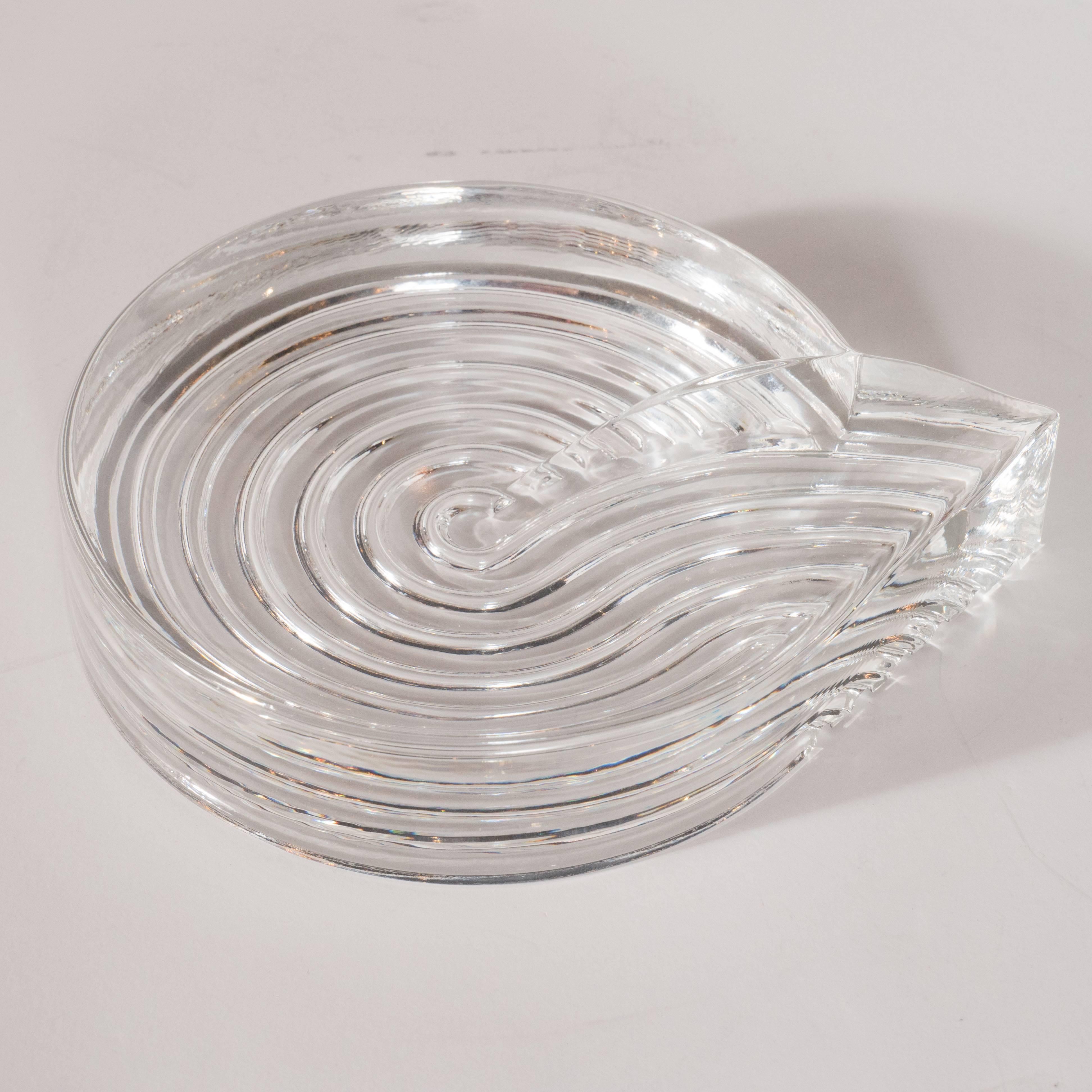 Signed Mid-Century Modern Glass Ashtray Dish by Natale Sapone for Rosenthal In Excellent Condition In New York, NY