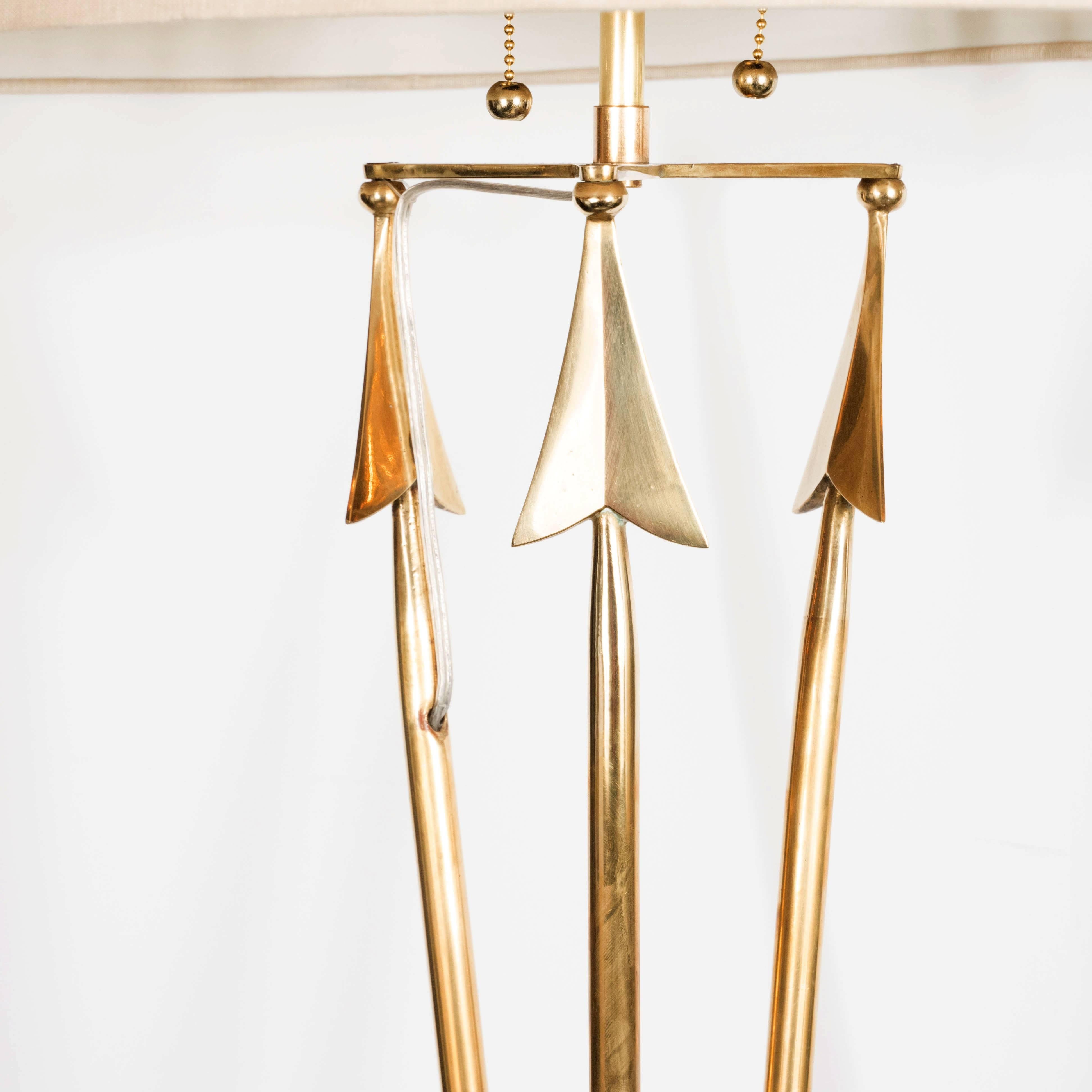 Mid-20th Century Pair of Italian Mid-Century Modern Brass Arrow Form Lamps, Manner of Gio Ponti