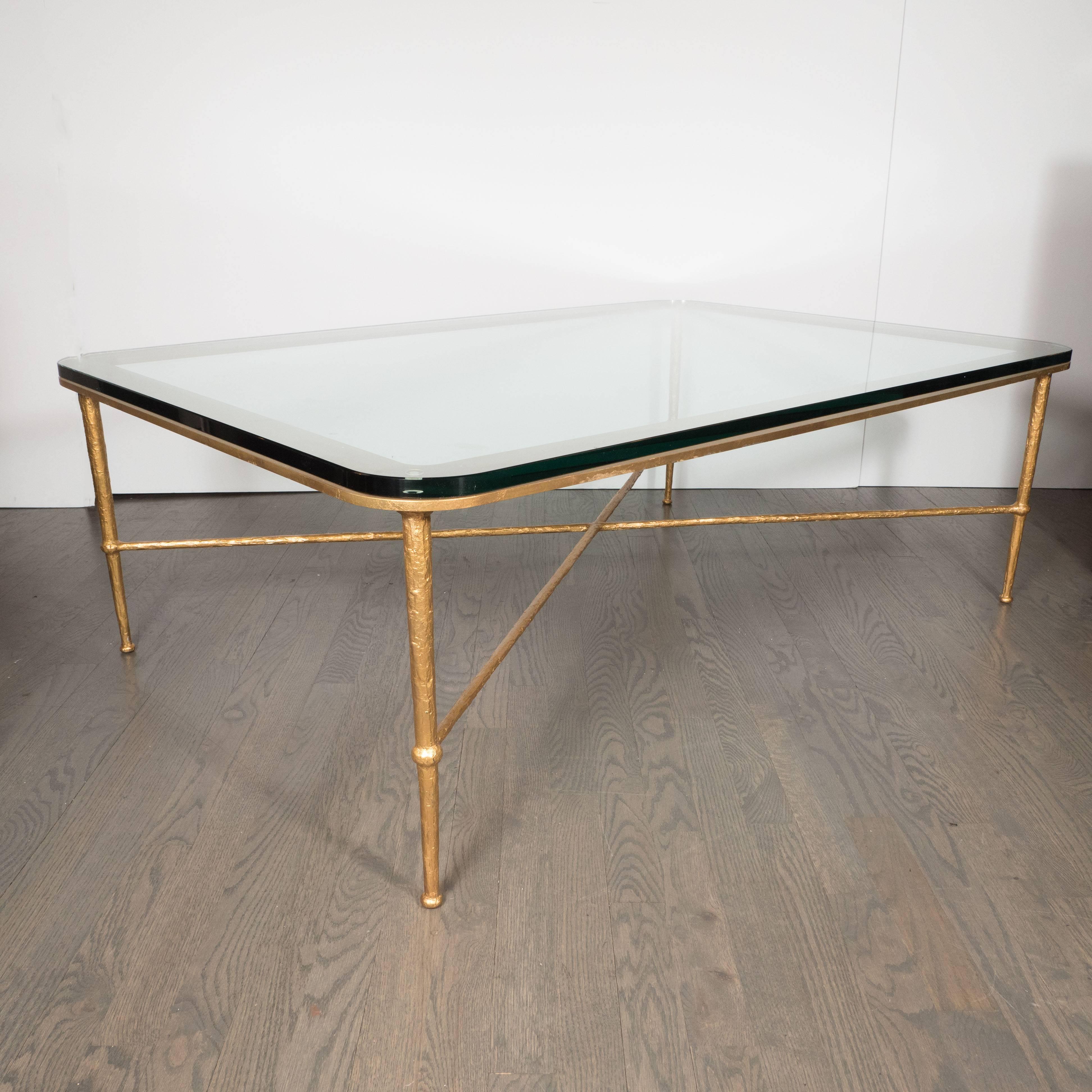Mid-Century Modern American Gold X-Form Cocktail Table In Excellent Condition In New York, NY