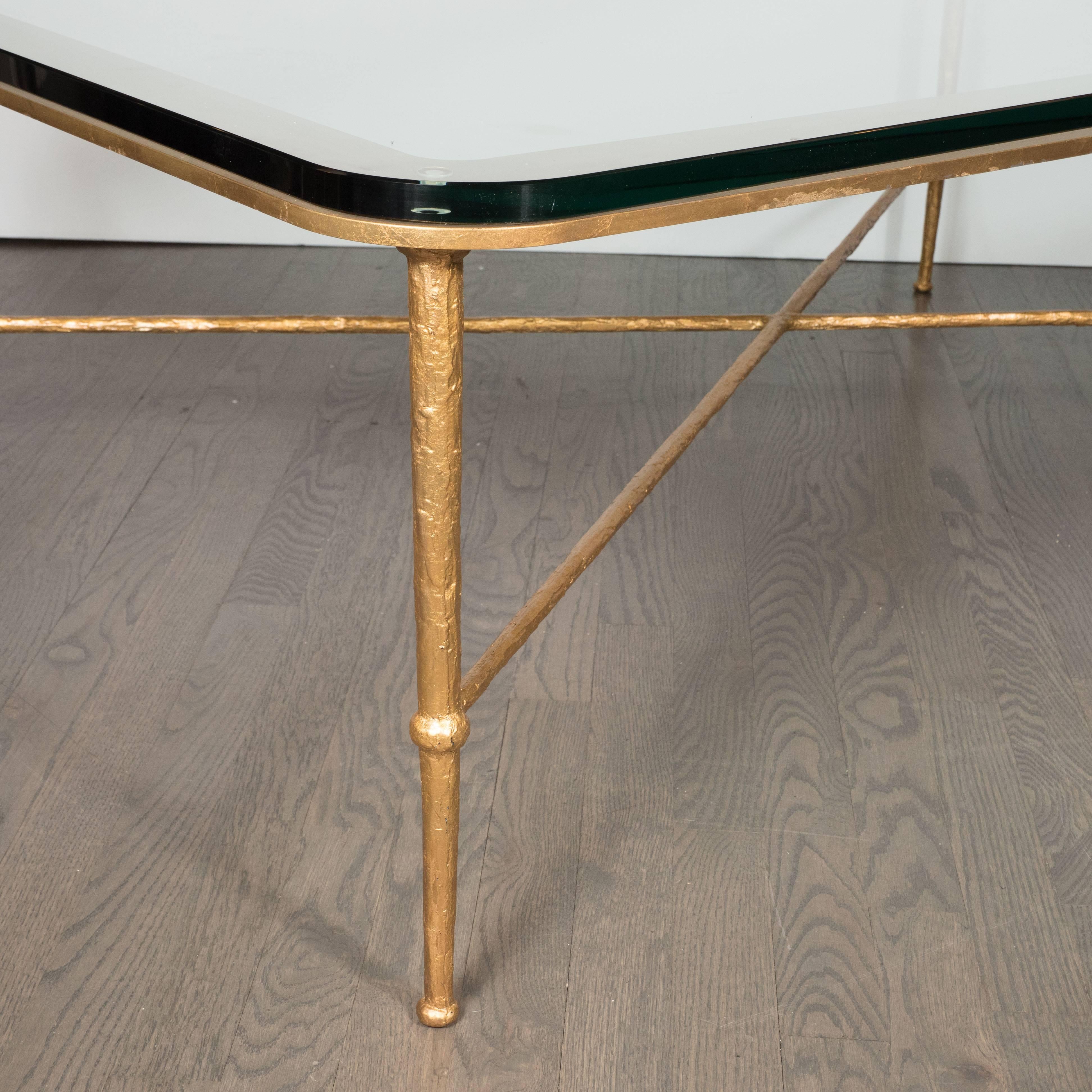 Mid-Century Modern American Gold X-Form Cocktail Table 3