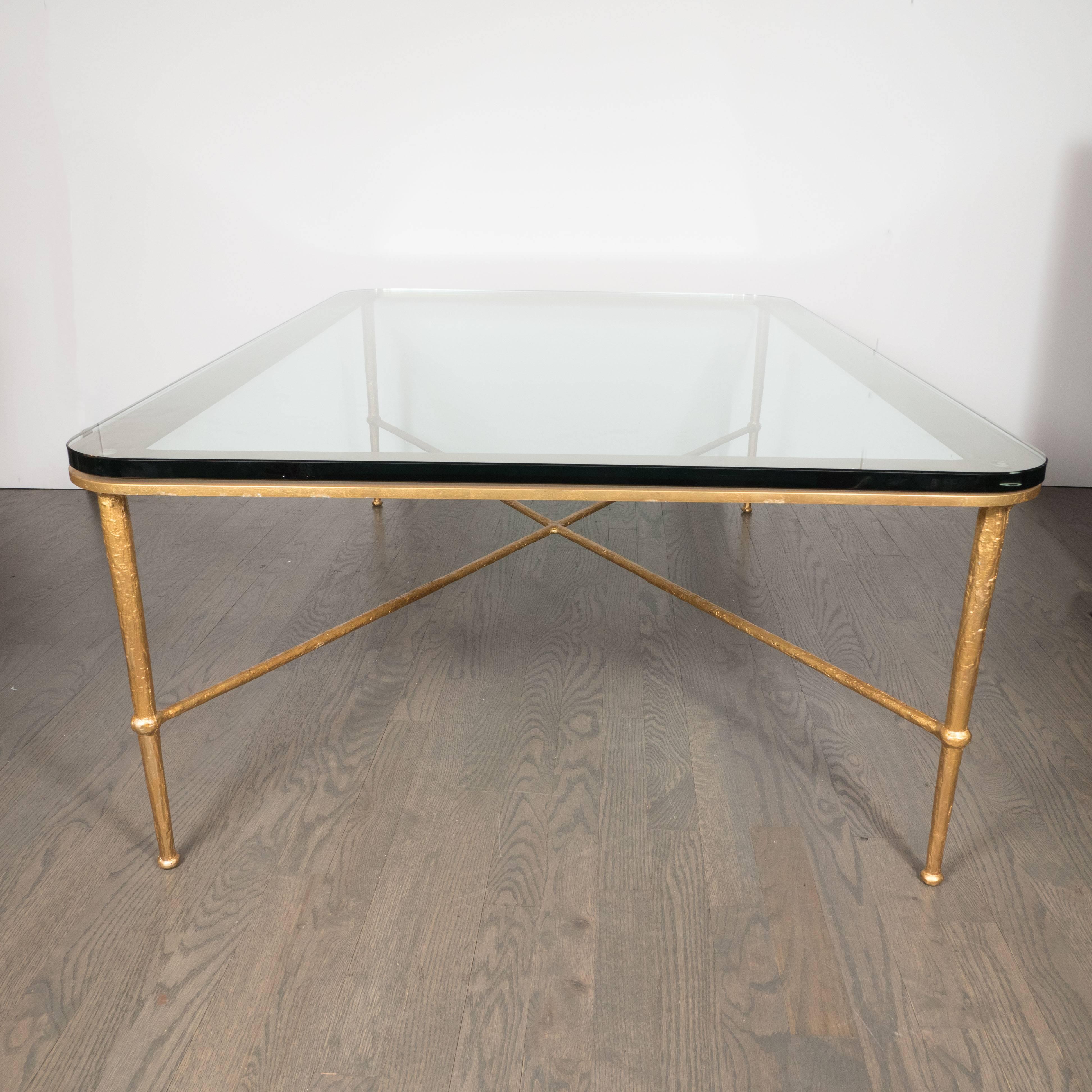20th Century Mid-Century Modern American Gold X-Form Cocktail Table