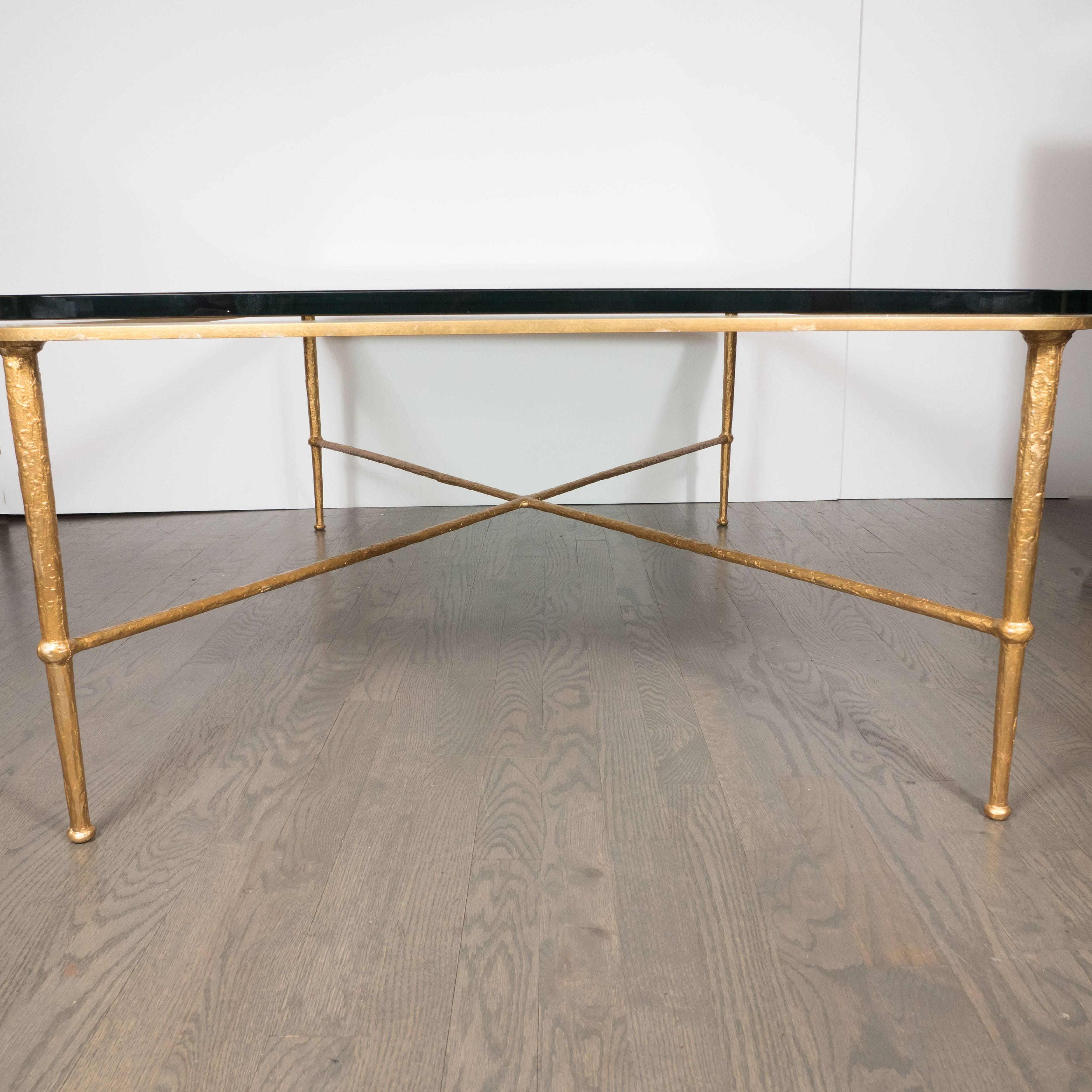 Metal Mid-Century Modern American Gold X-Form Cocktail Table