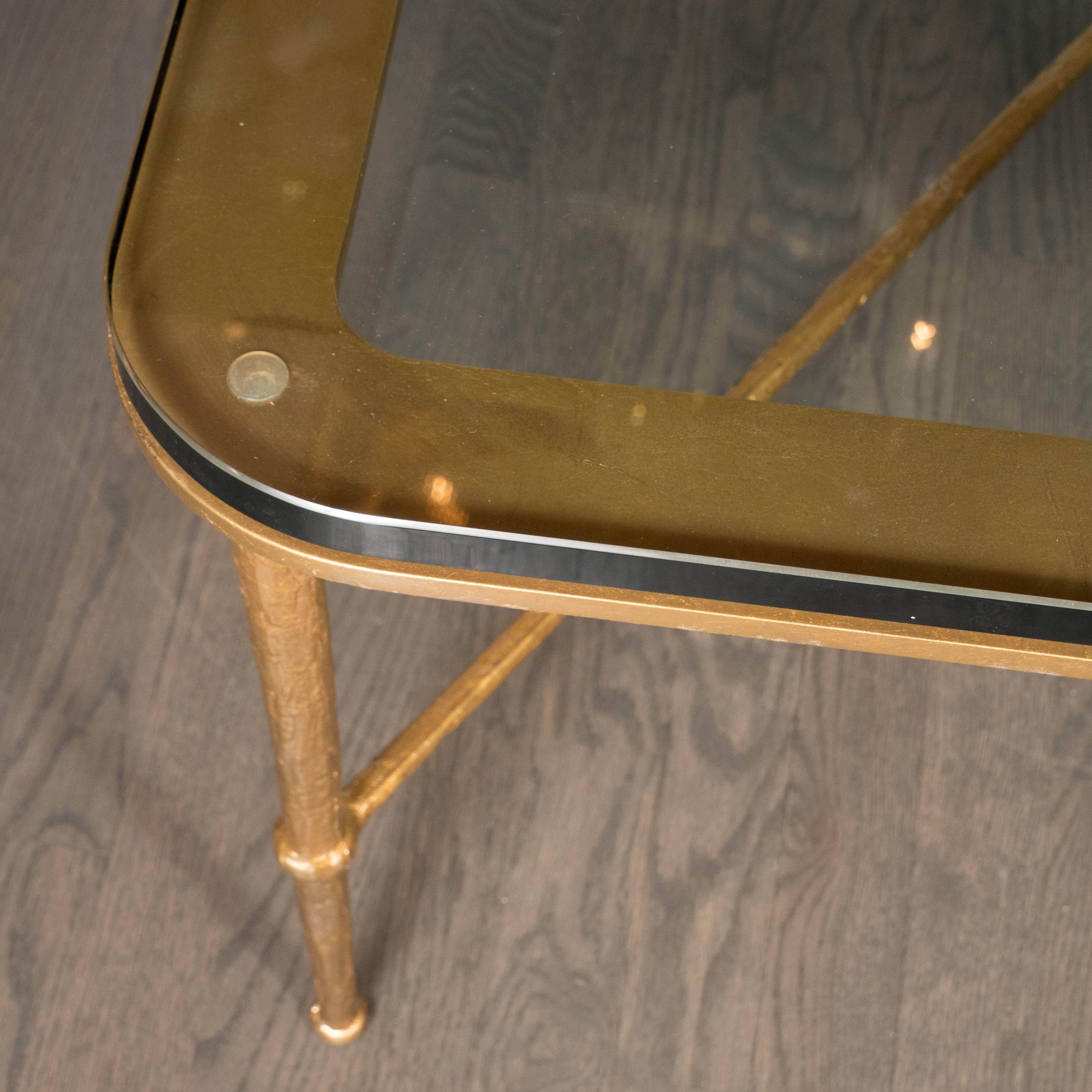 Mid-Century Modern American Gold X-Form Cocktail Table 4