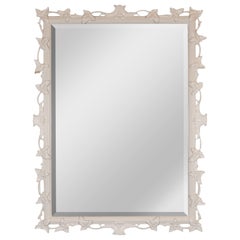 1940s White Lacquered & Beveled Art Deco Mirror in the Manner of Dorothy Draper