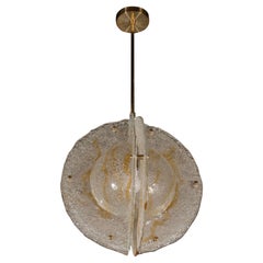 Italian Mid-Century Modern Murano Globe Pendant with Amber Detailing by Mazzega