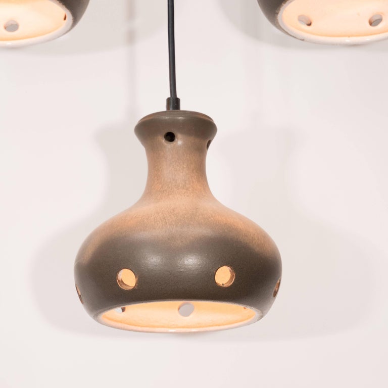 Set of Five Organic MidCentury Modern Staggered Ochre Glazed Ceramic