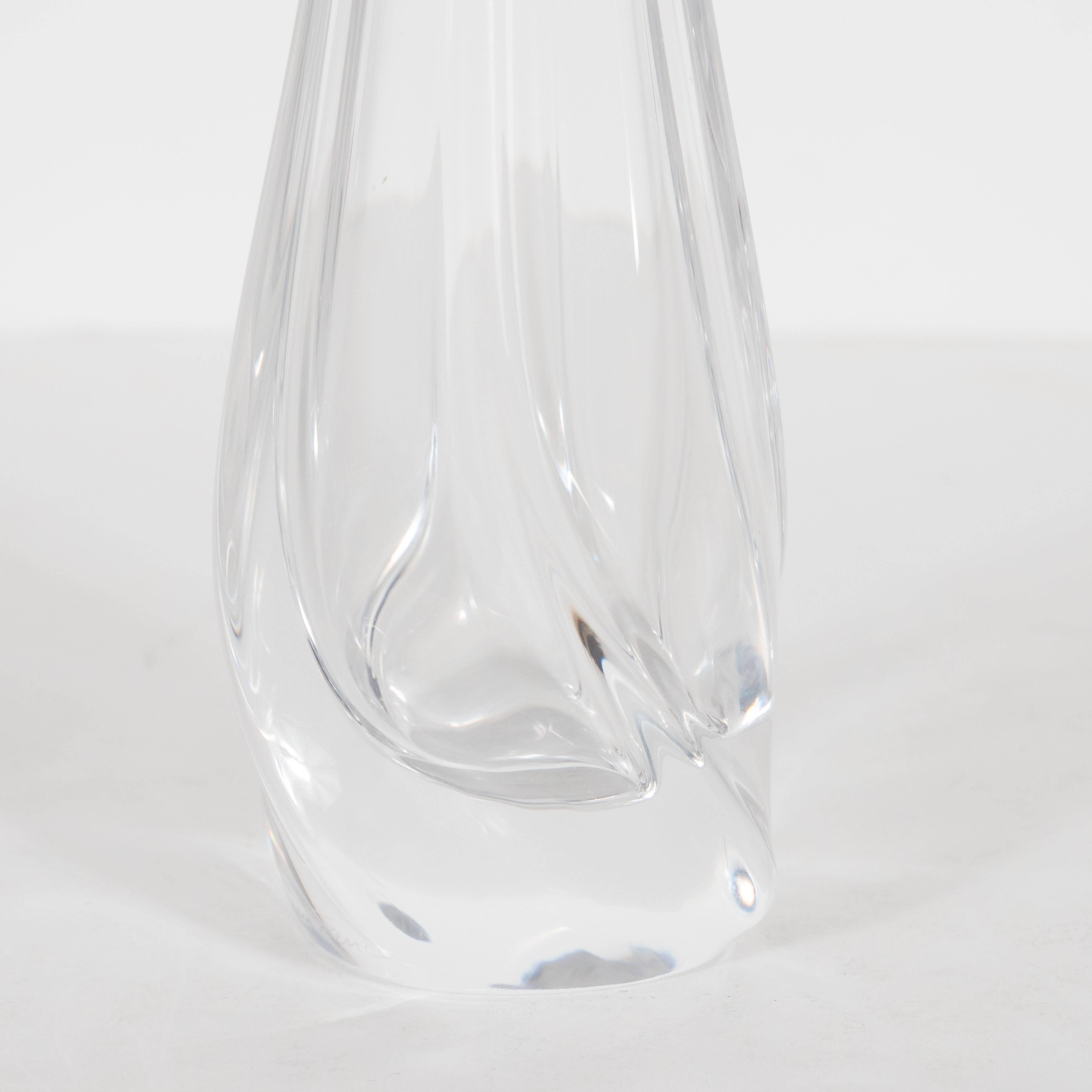 French Mid-Century Modern Translucent Sinuous Glass Vase by Daum France 2