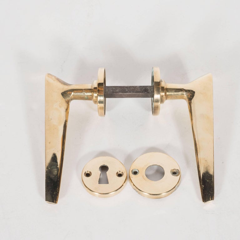 Seven MidCentury Modern Polished Brass Door Handles in the Manner of Gio Ponti at 1stDibs mid
