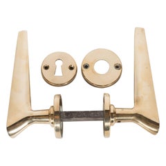 Seven Mid-Century Modern Polished Brass Door Handles in the Manner of Gio Ponti