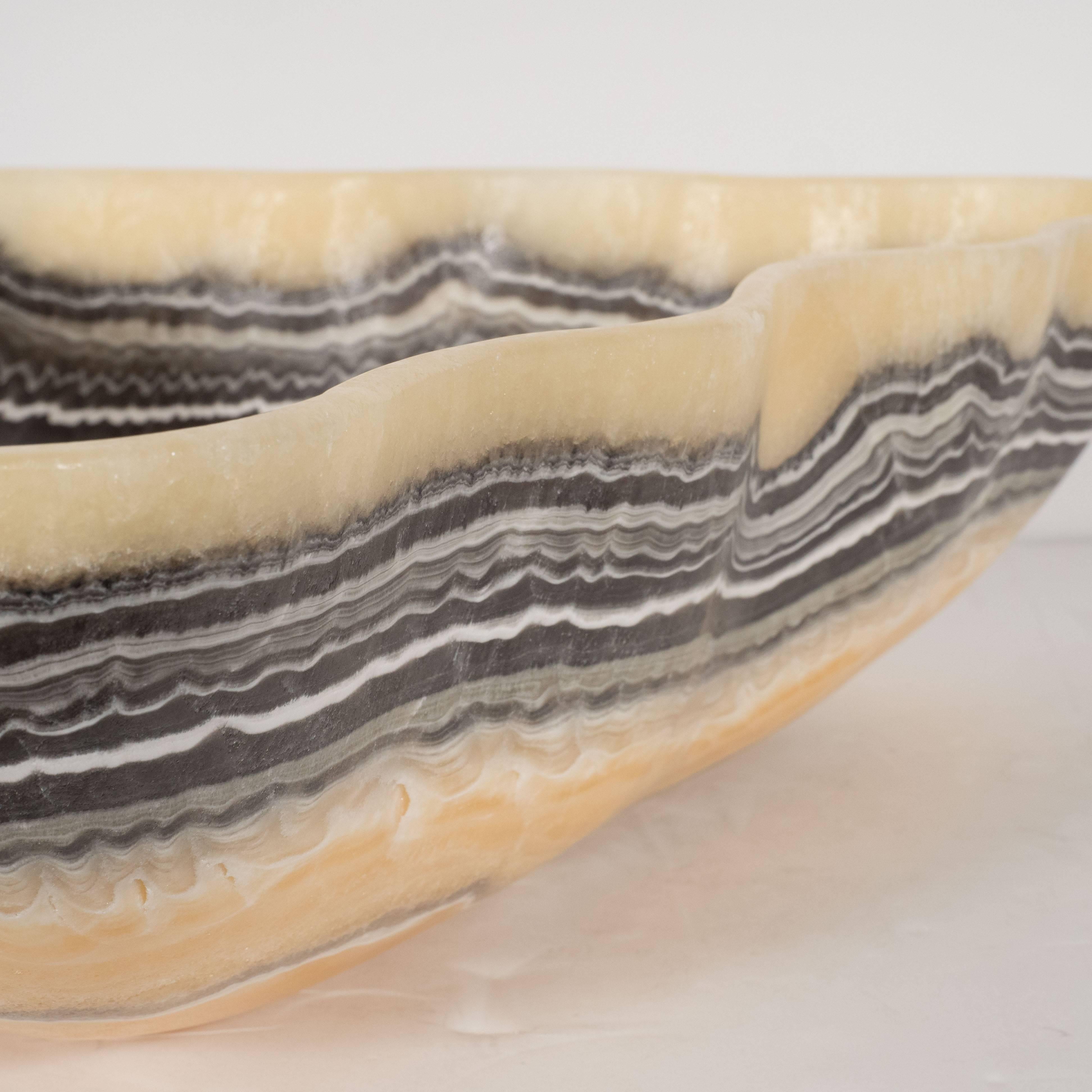 Sophisticated Organic Modern Agate Bowl in Grisaille and Honeyed Tones 5