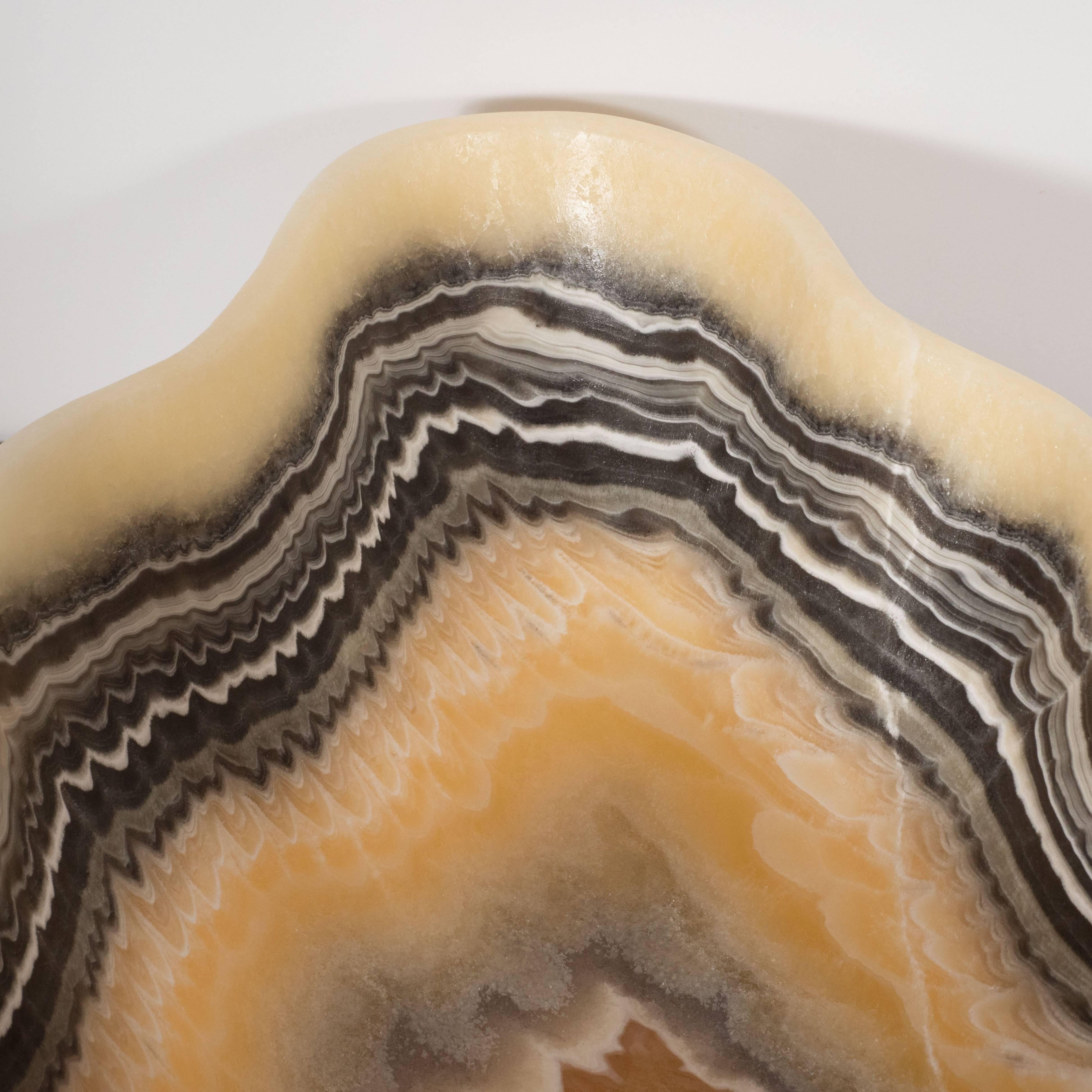 Sophisticated Organic Modern Agate Bowl in Grisaille and Honeyed Tones 1